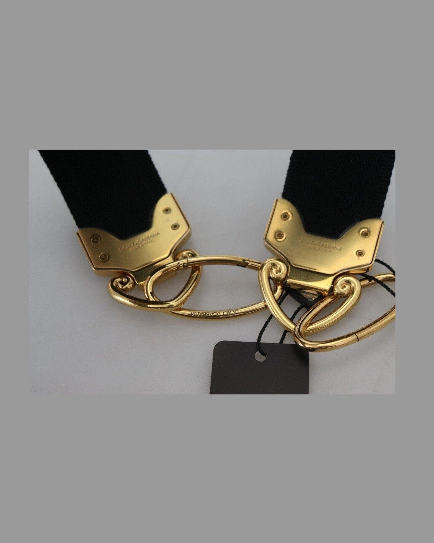 Dolce & Gabbana Elegant Shoulder Bag Gold Black Strap Glam Steals