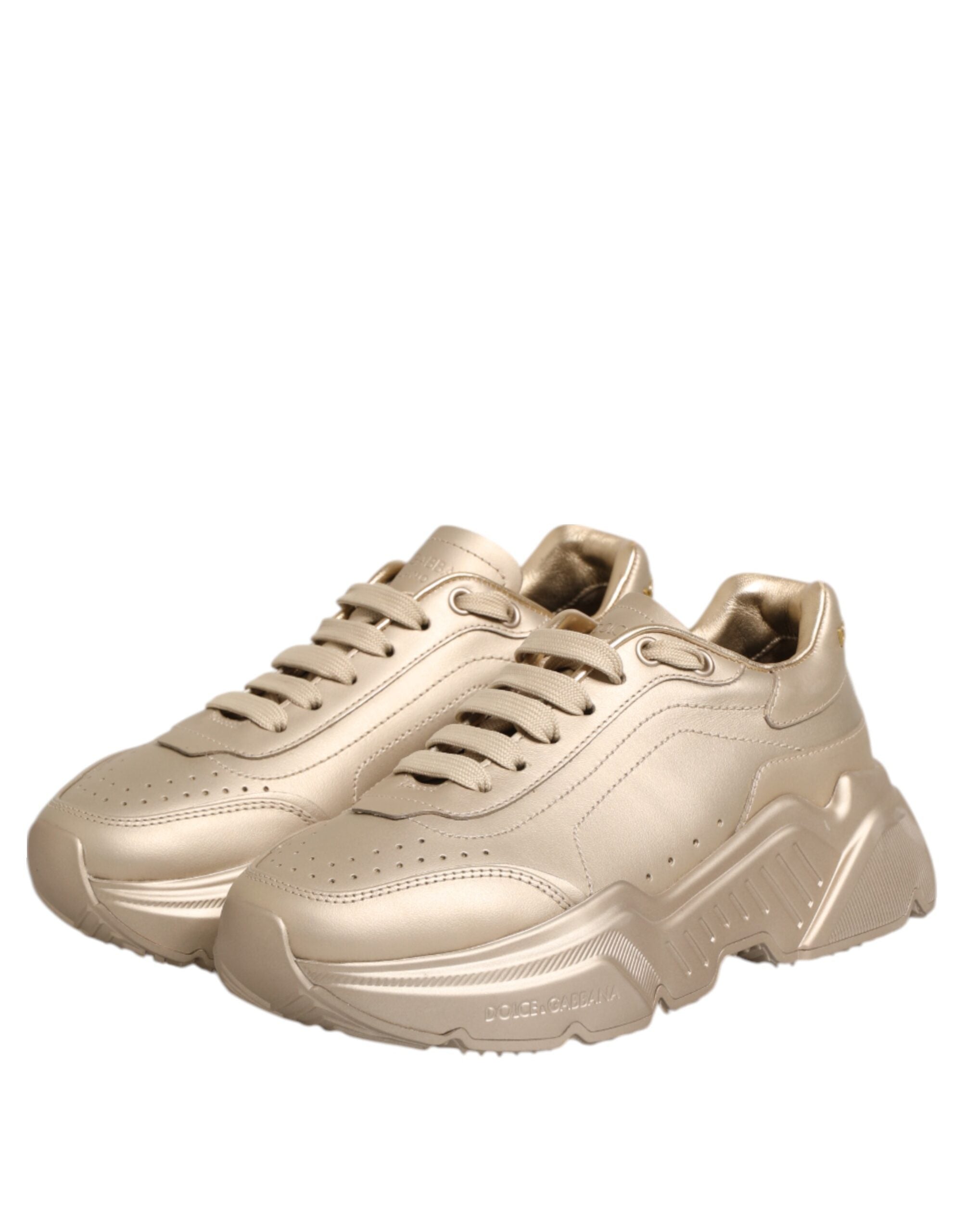 Dolce & Gabbana Gold Leather Daymaster Women Sneaker Shoes Glam Steals