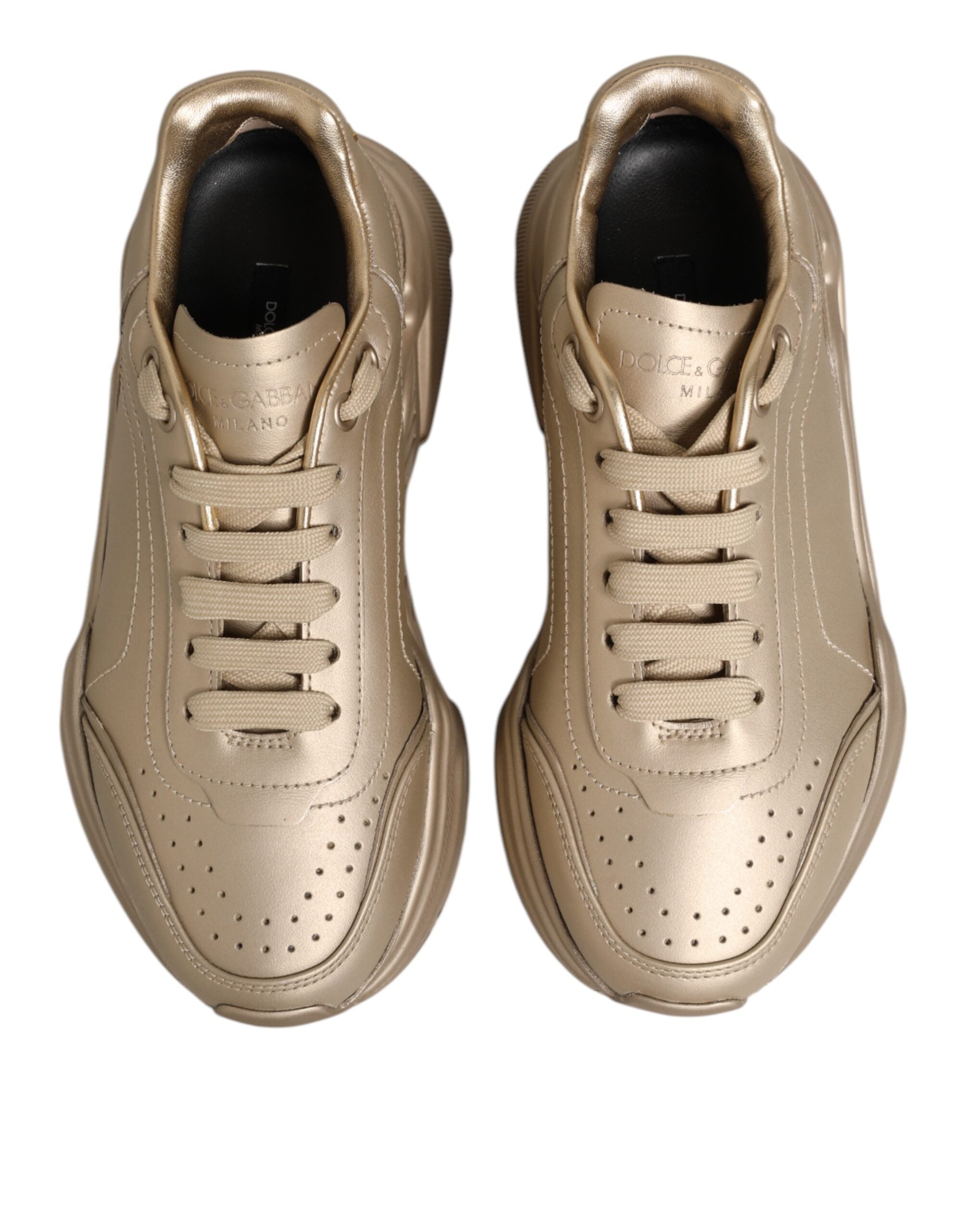Dolce & Gabbana Gold Leather Daymaster Women Sneaker Shoes Glam Steals