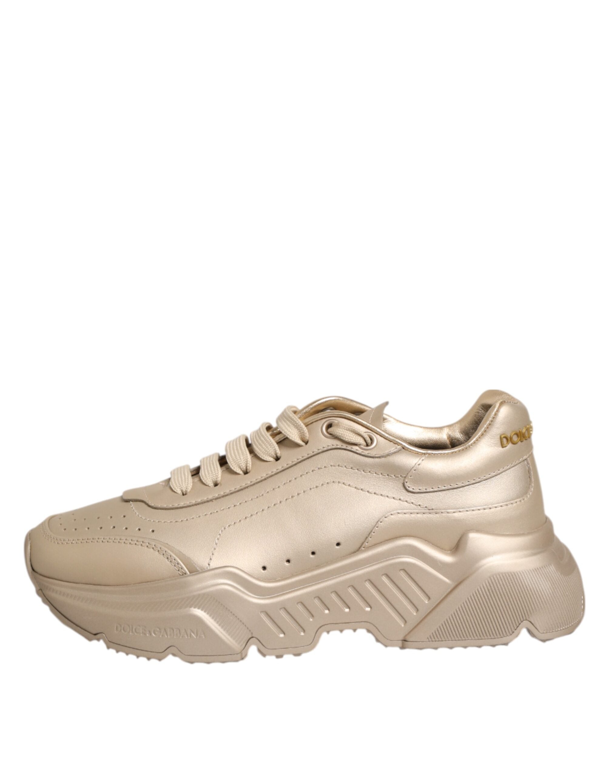 Dolce & Gabbana Gold Leather Daymaster Women Sneaker Shoes Glam Steals