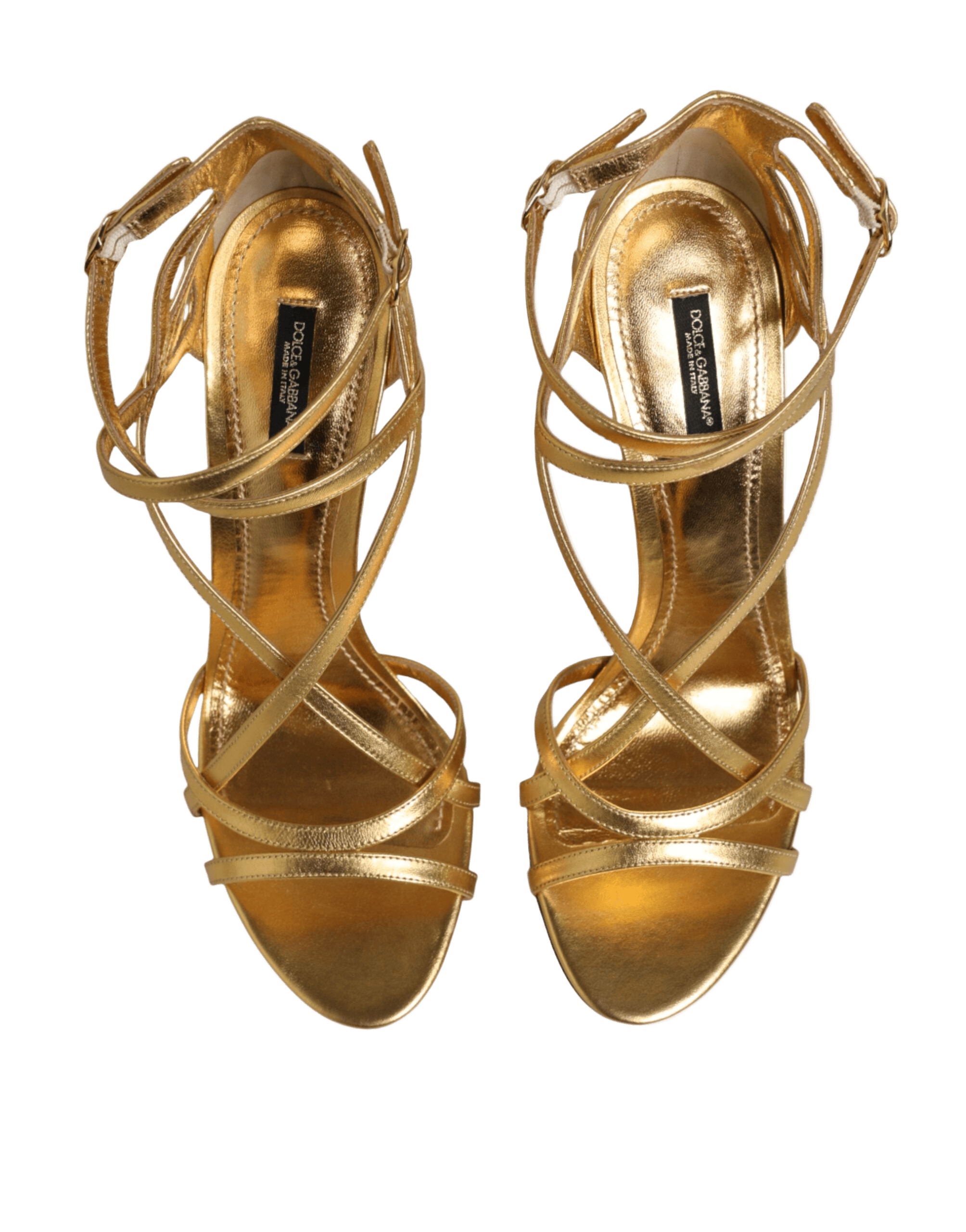 Dolce & Gabbana Gold Leather Keira Heels Sandals Shoes Glam Steals