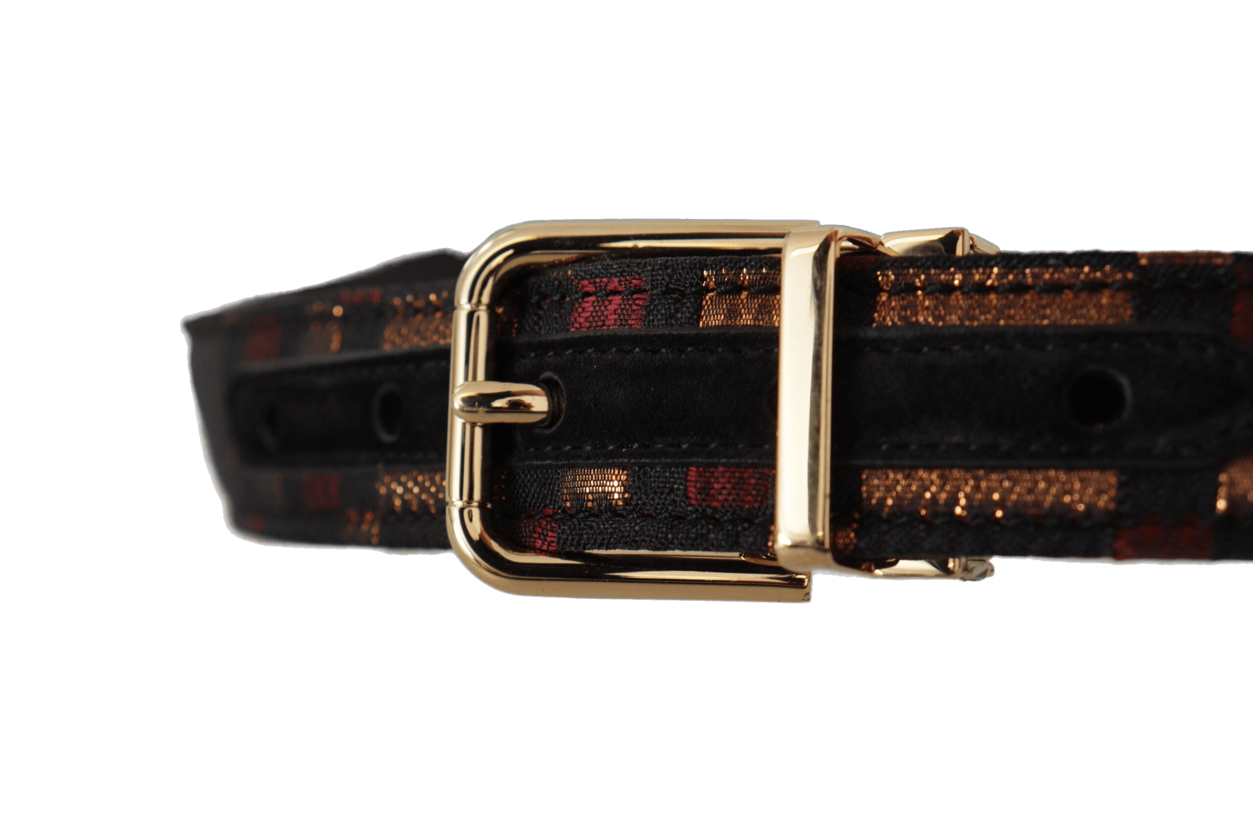 Dolce & Gabbana Gold Leather Multicolor Jacquard Metal Buckle Belt Glam Steals