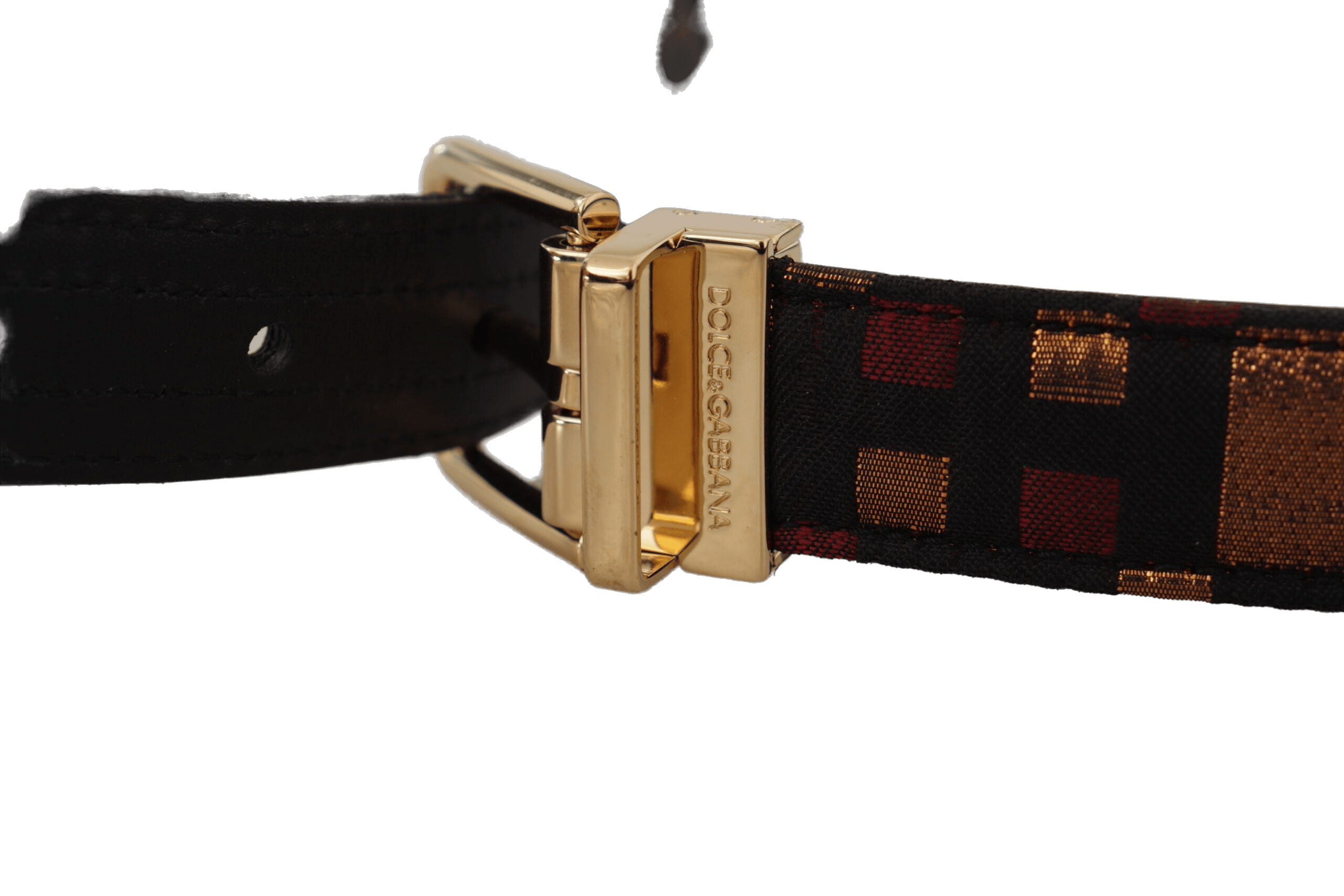 Dolce & Gabbana Gold Leather Multicolor Jacquard Metal Buckle Belt Glam Steals