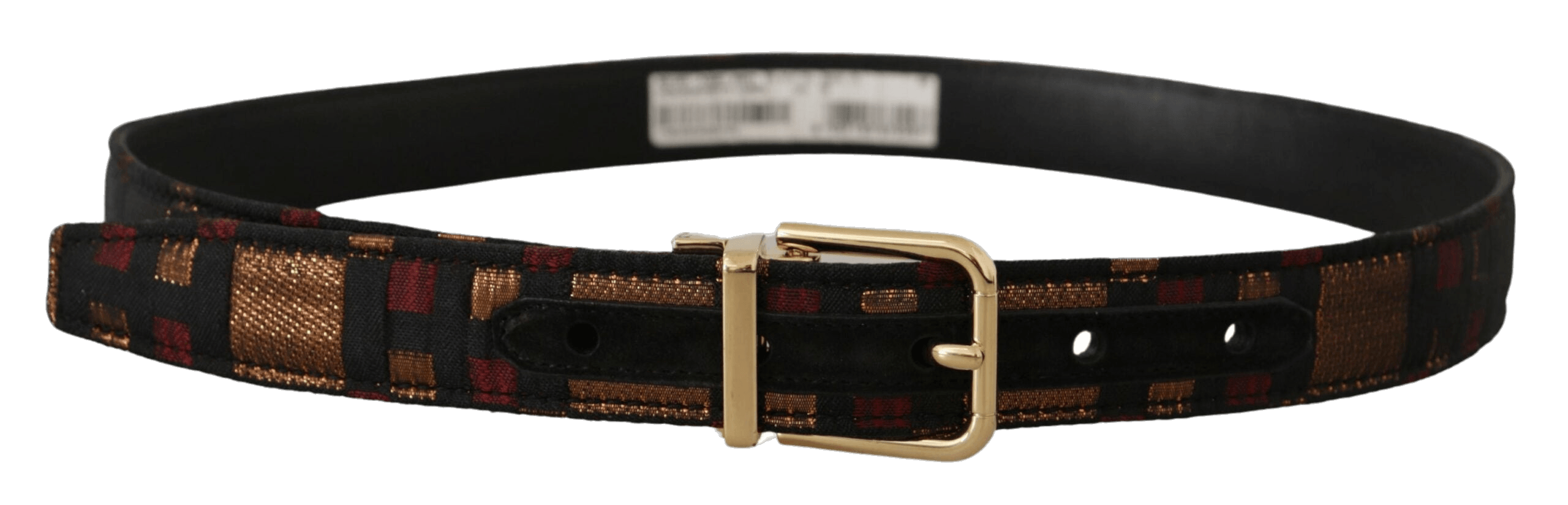 Dolce & Gabbana Gold Leather Multicolor Jacquard Metal Buckle Belt Glam Steals