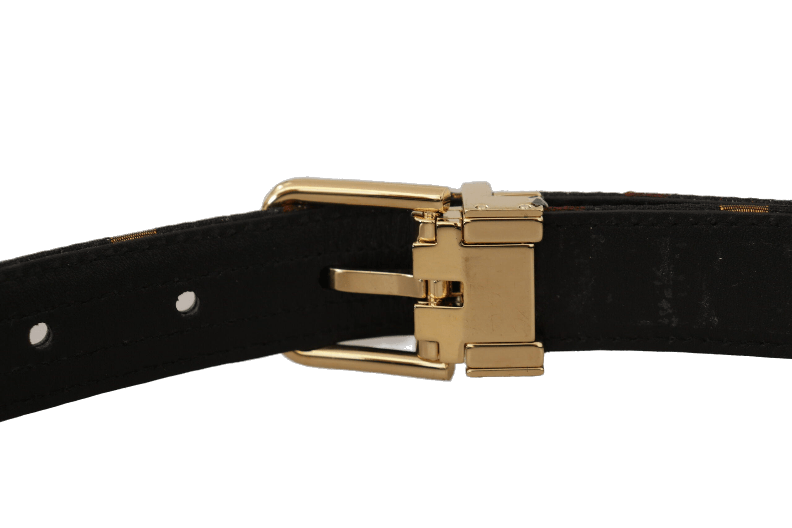 Dolce & Gabbana Gold Leather Multicolor Jacquard Metal Buckle Belt Glam Steals