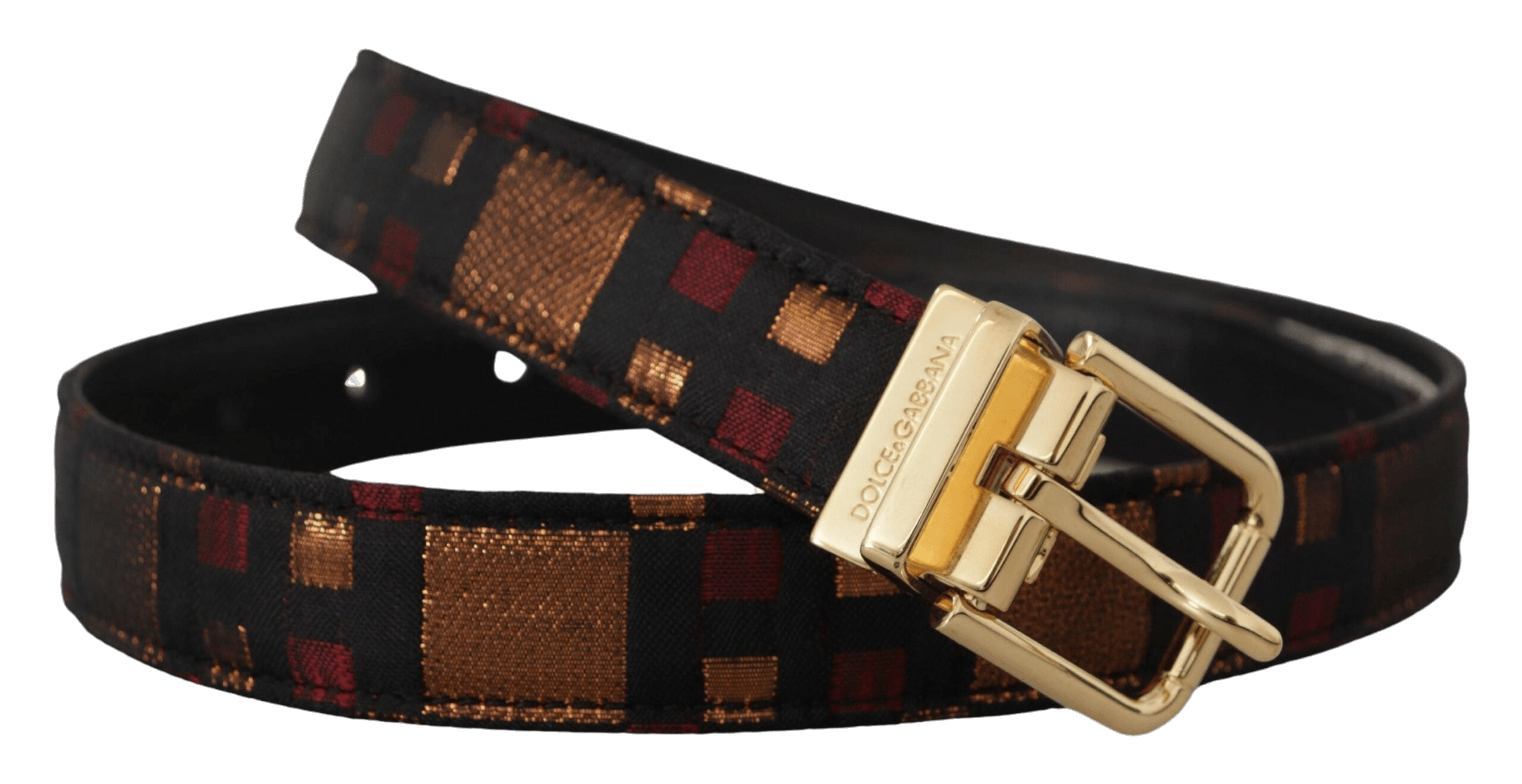 Dolce & Gabbana Gold Leather Multicolor Jacquard Metal Buckle Belt Glam Steals