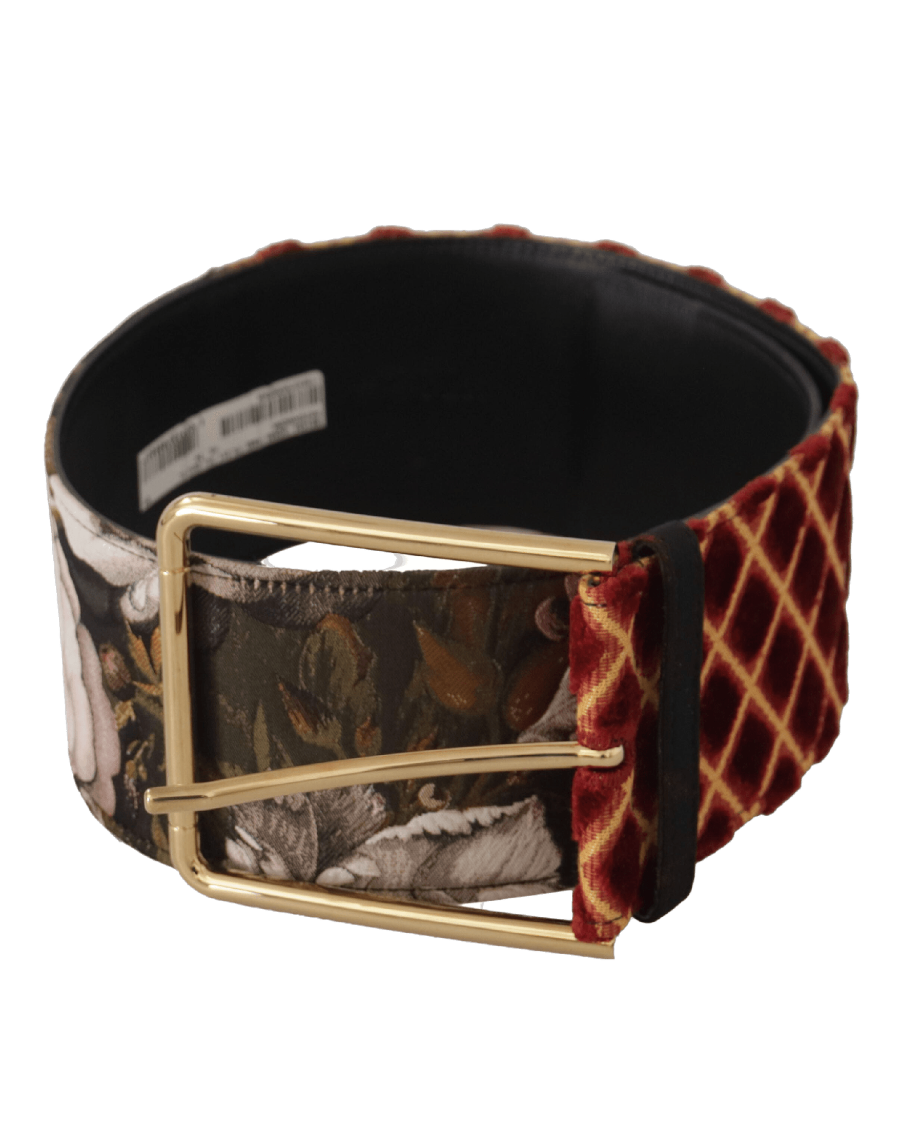 Dolce & Gabbana Gold Leather Wide Floral Metal Buckle Belt Belts