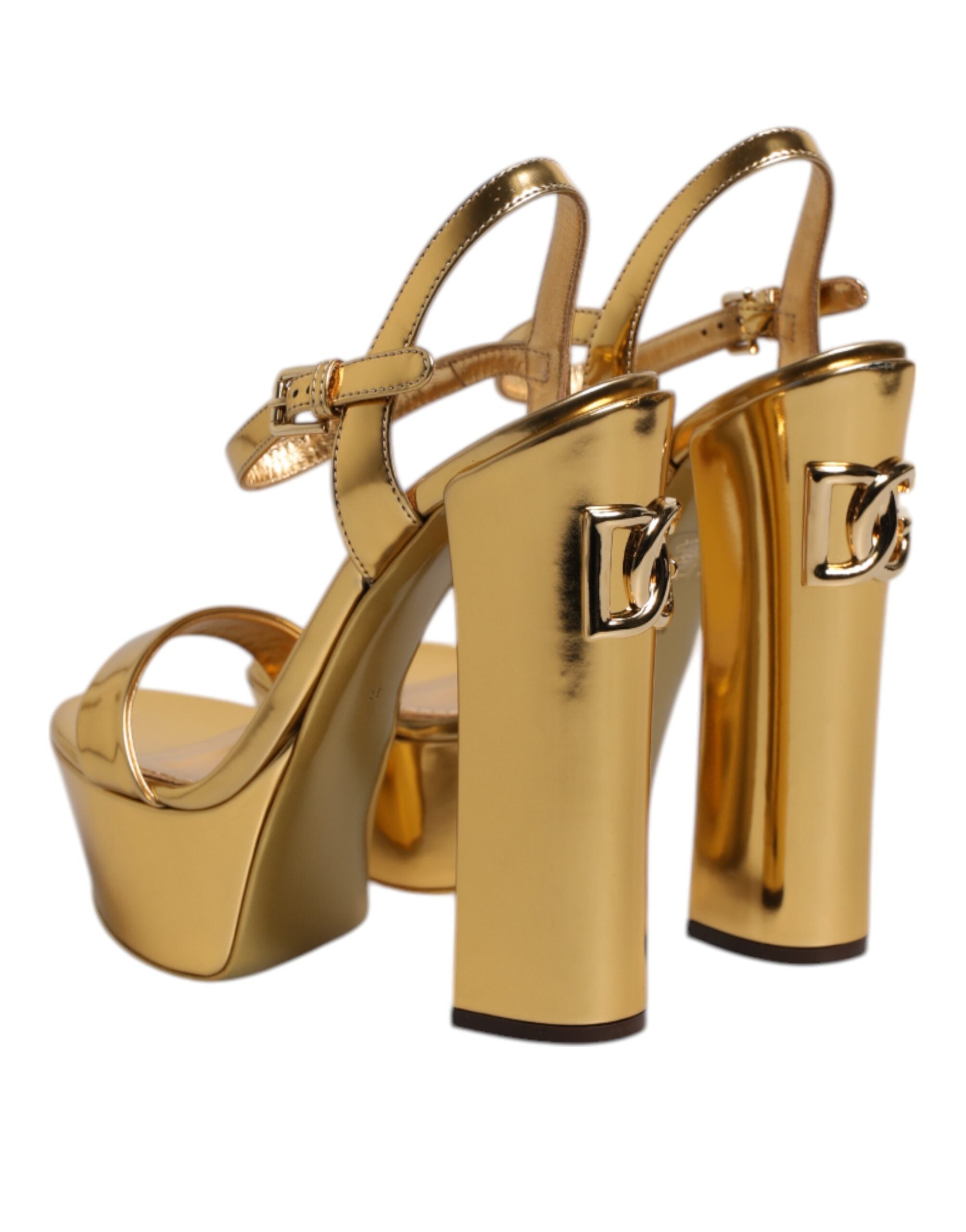 Dolce & Gabbana Gold Leather Platform Keira Sandals Shoes Glam Steals