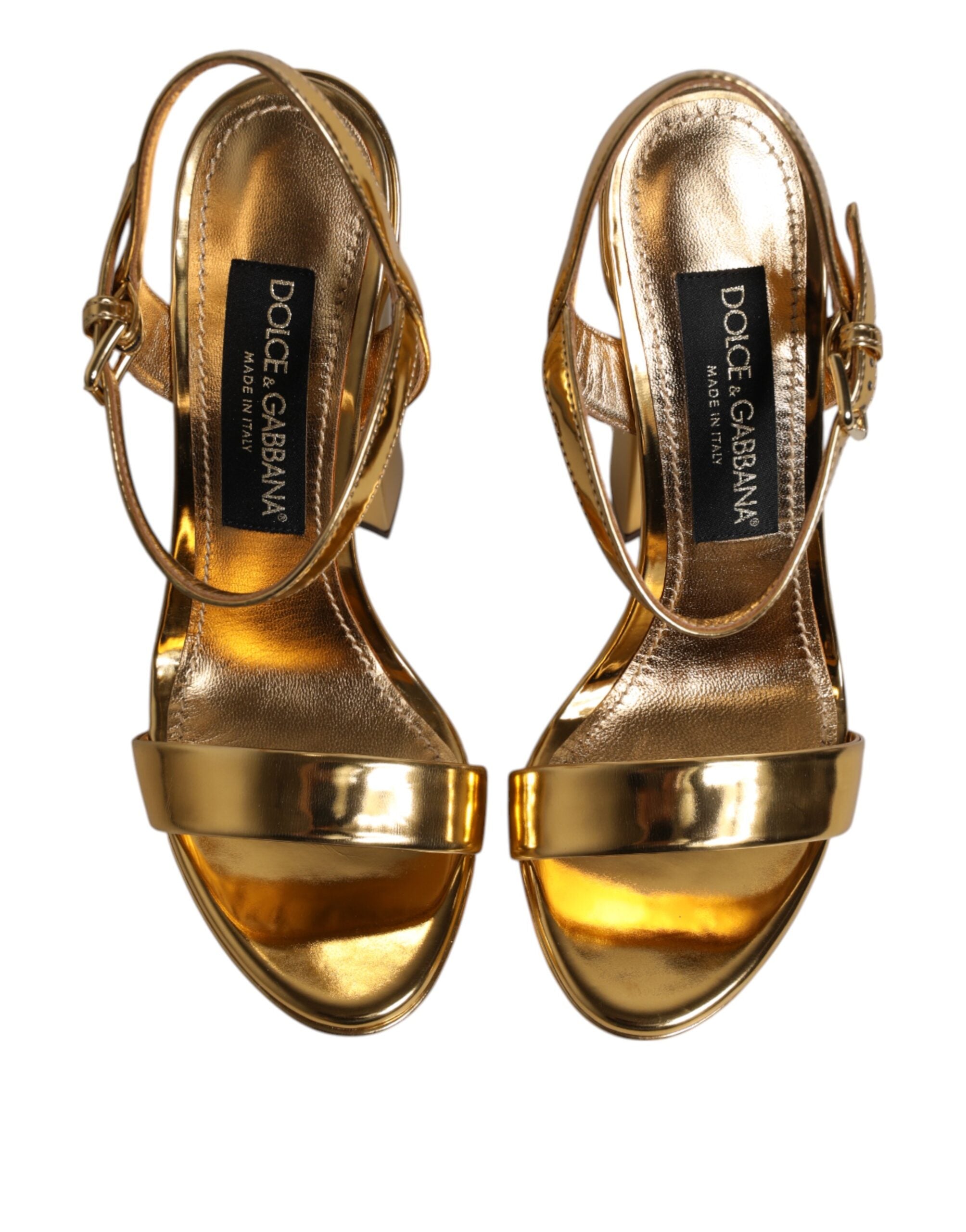 Dolce & Gabbana Gold Leather Platform Keira Sandals Shoes Glam Steals