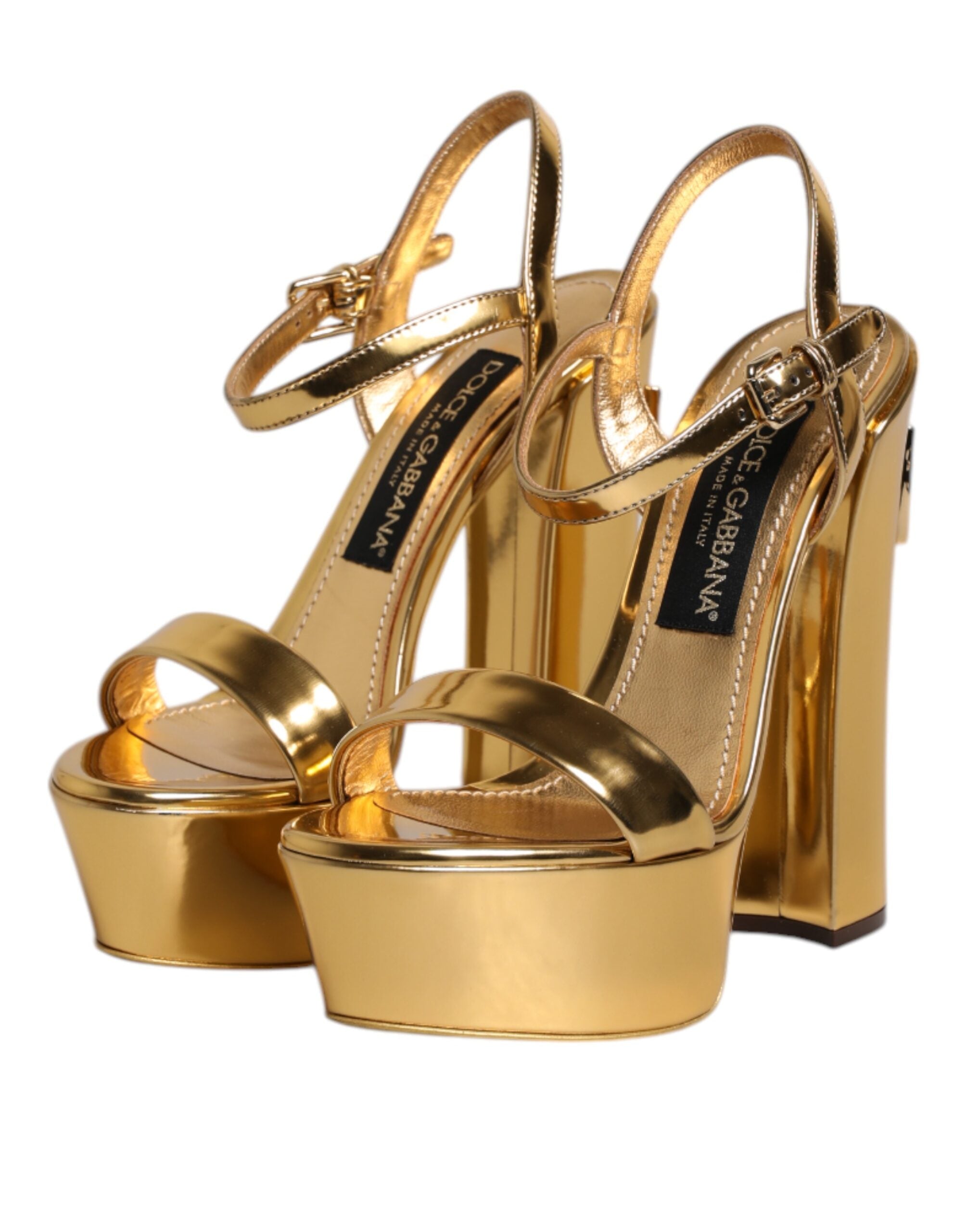 Dolce & Gabbana Gold Leather Platform Keira Sandals Shoes Glam Steals