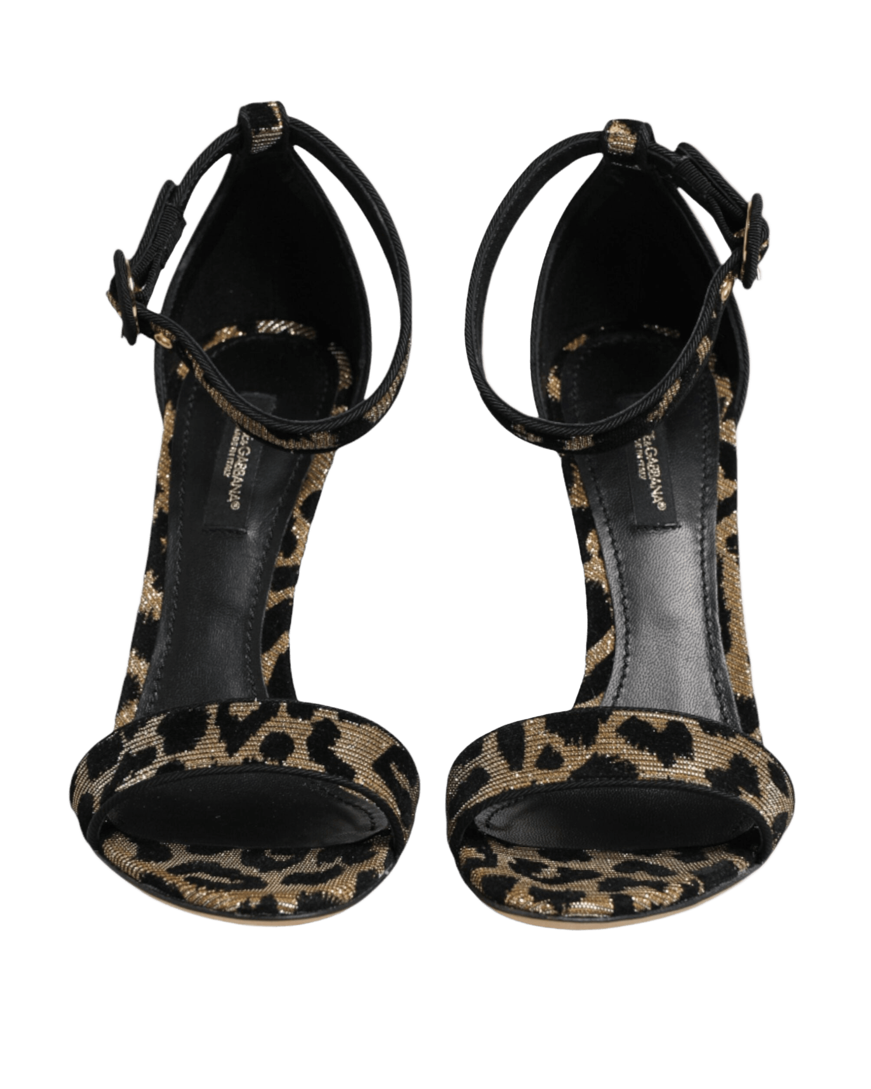 Dolce & Gabbana Gold Leopard Ankle Strap Heels Sandals Shoes Heels