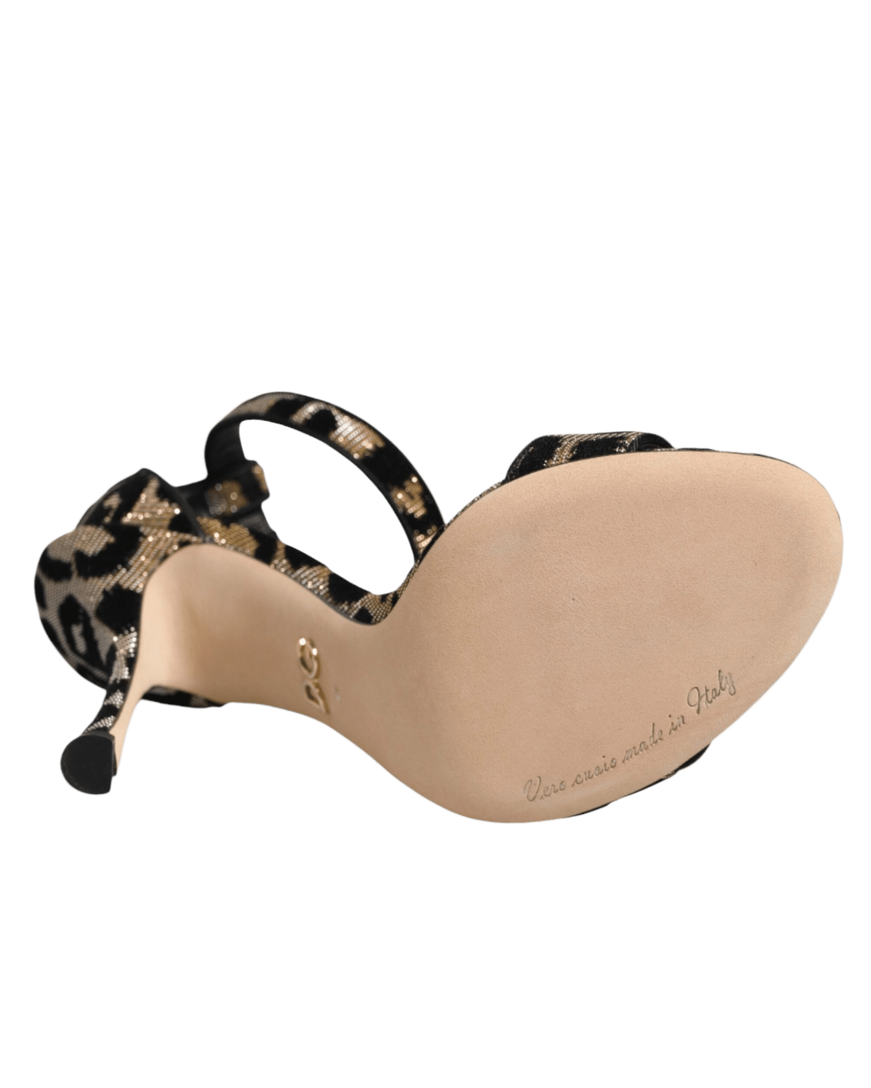 Dolce & Gabbana Gold Leopard Ankle Strap Heels Sandals Shoes Glam Steals