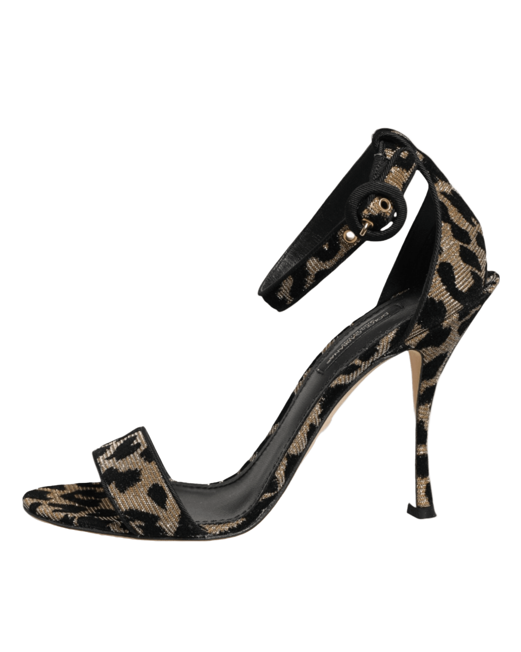 Dolce & Gabbana Gold Leopard Ankle Strap Heels Sandals Shoes Heels