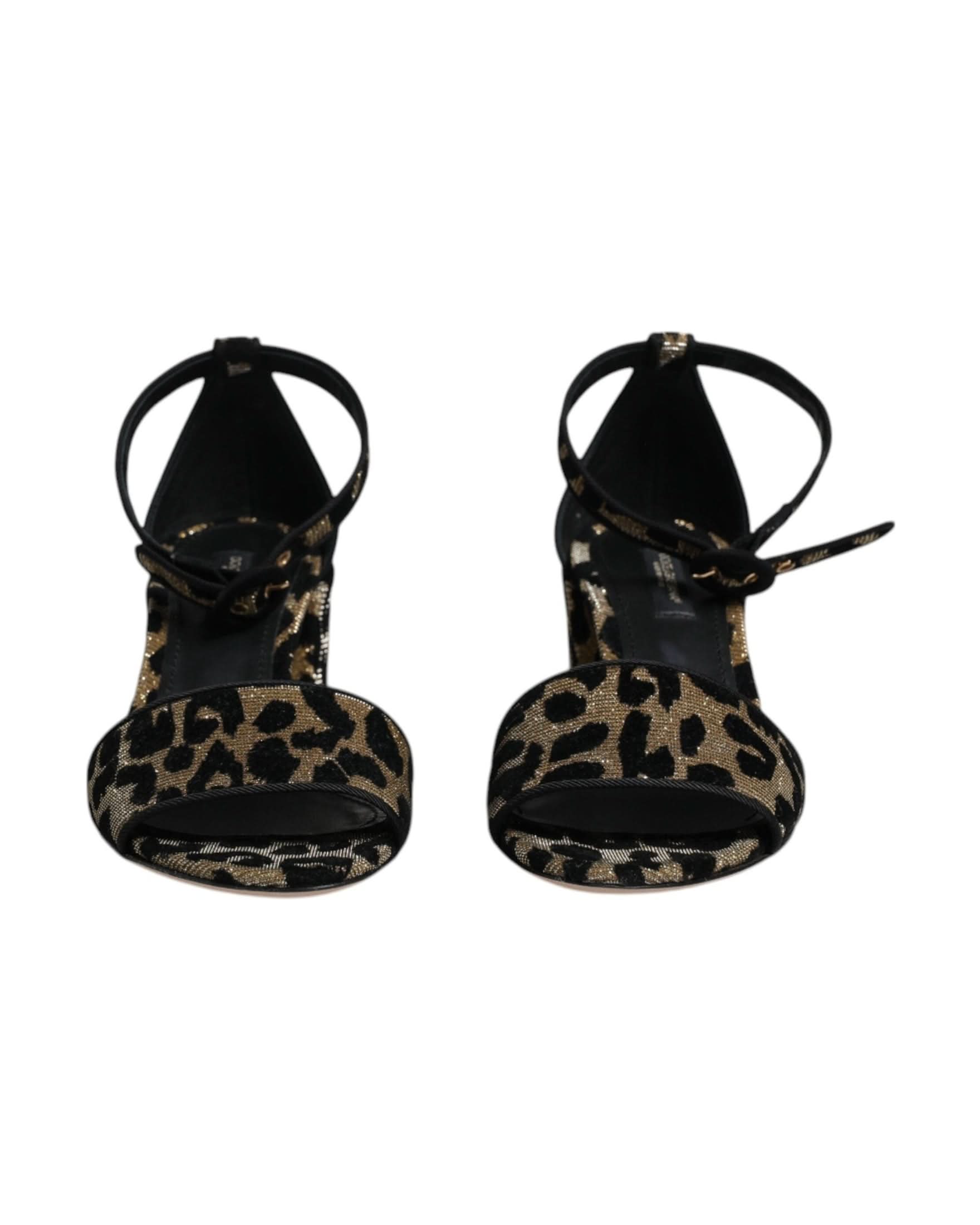 Dolce & Gabbana Gold Leopard Ankle Strap Heels Sandals Shoes Heels