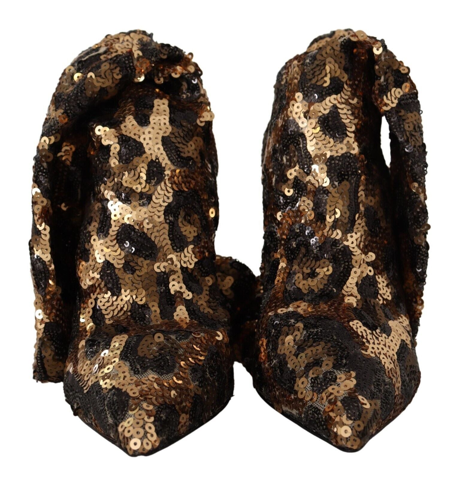 Dolce & Gabbana Gold Leopard Sequins Boots Glam Steals