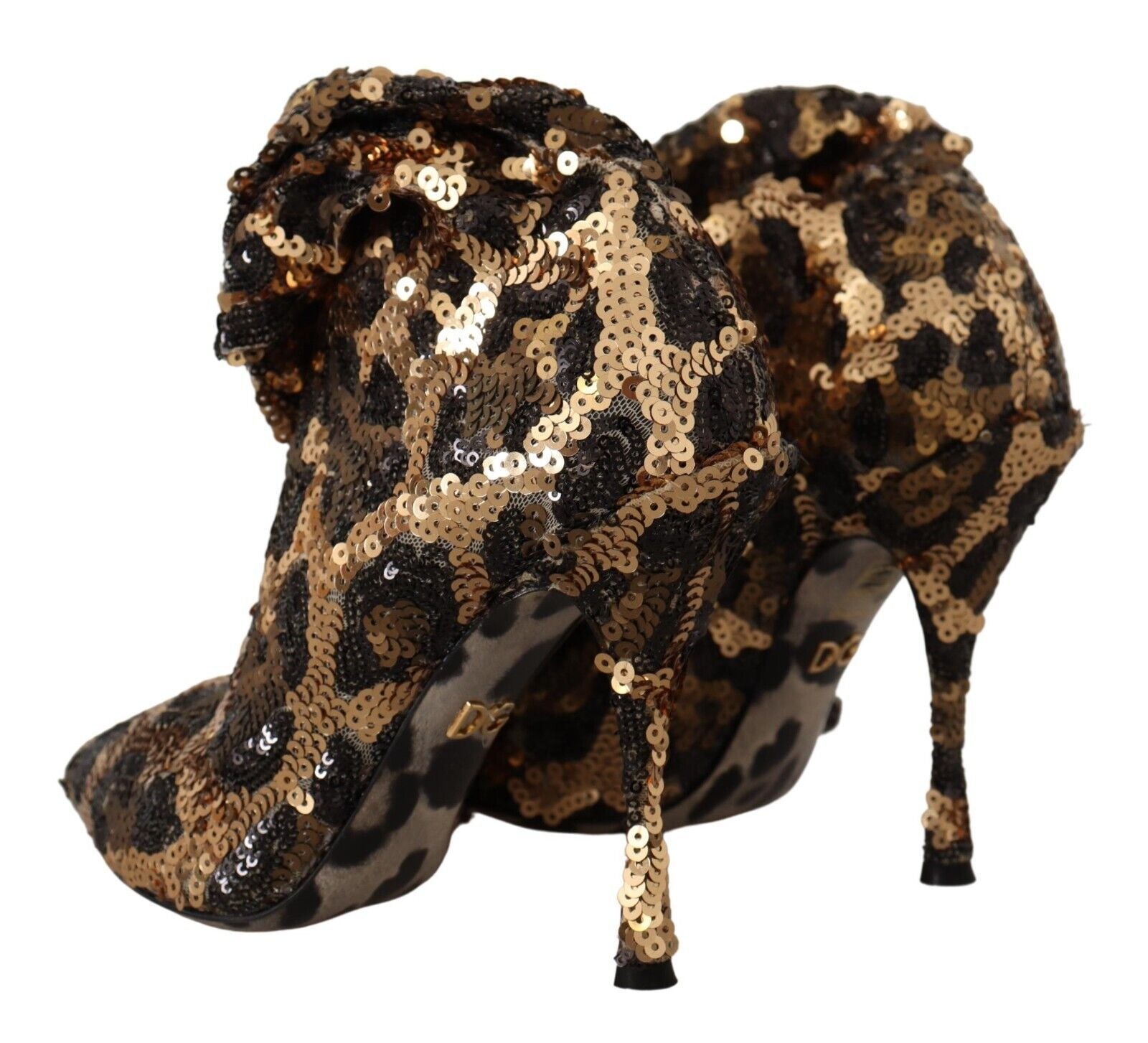 Dolce & Gabbana Gold Leopard Sequins Boots Glam Steals