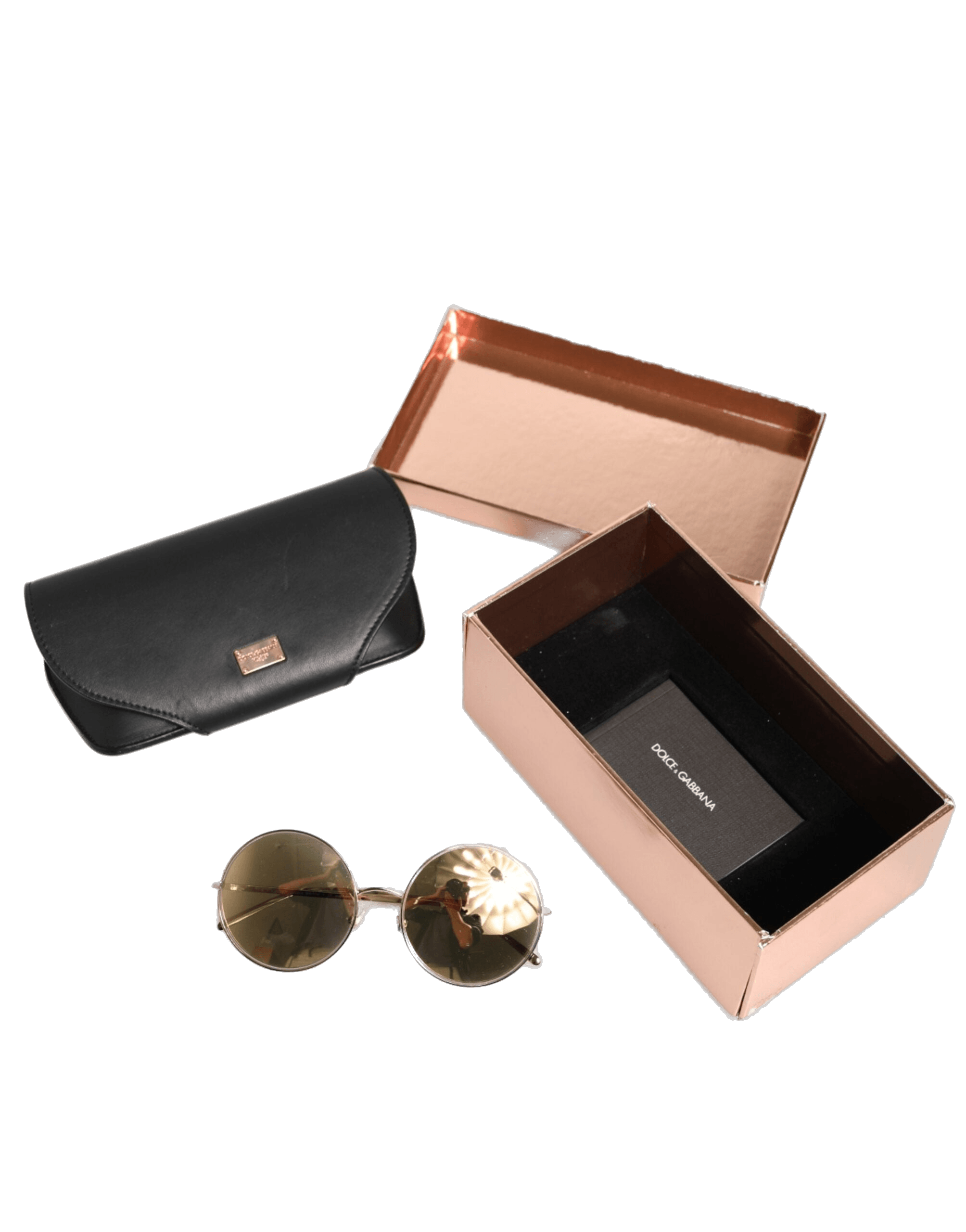 Dolce & Gabbana Gold Metal Round Shades Eyewear Sunglasses Glam Steals