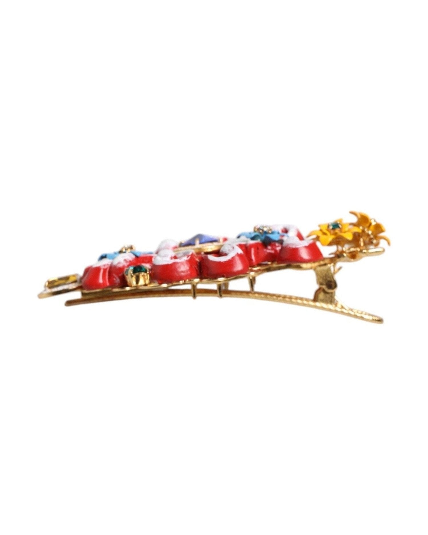 Dolce & Gabbana Gold Multicolor Spring Carretto Brass Crystal Hair Clip Glam Steals