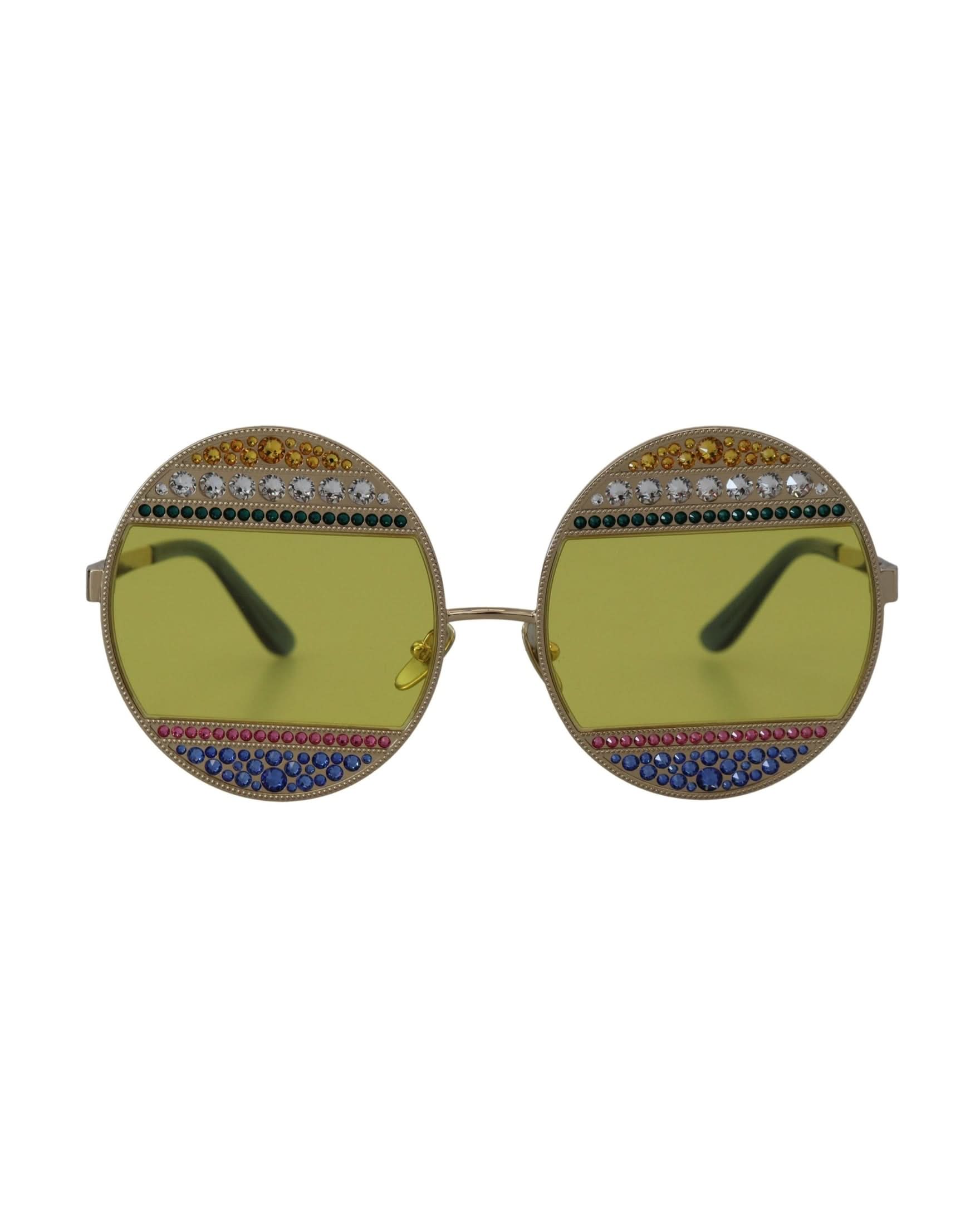 Dolce & Gabbana Gold Oval Metal Crystals Shades Sunglasses Sunglasses