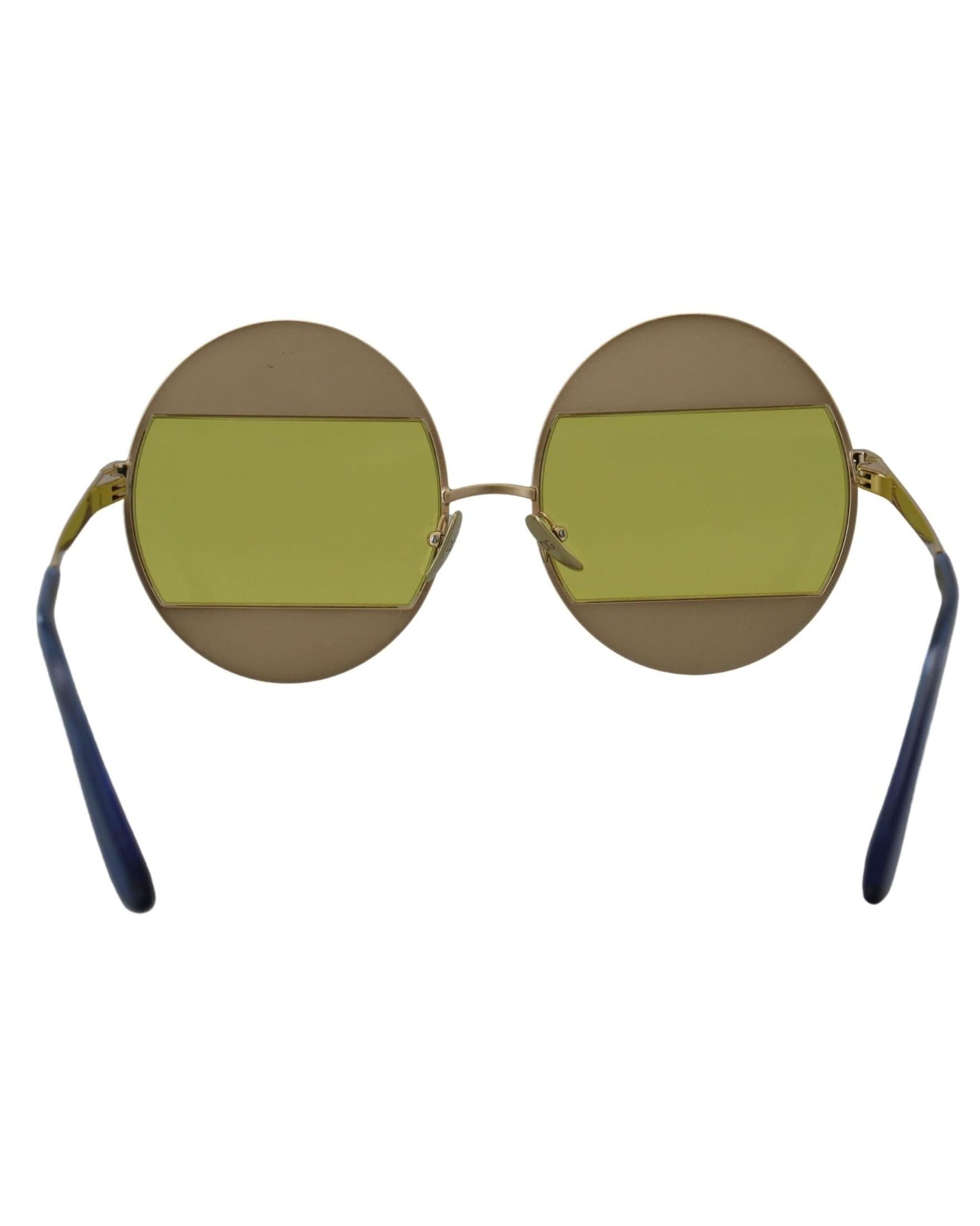 Dolce & Gabbana Gold Oval Metal Crystals Shades Sunglasses Sunglasses
