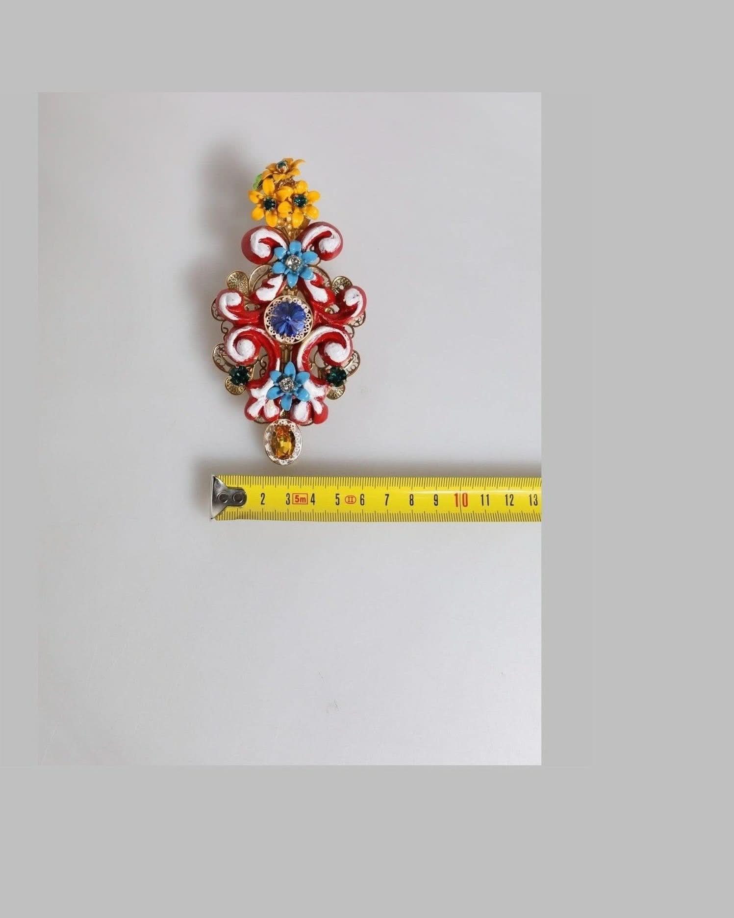 Dolce & Gabbana Gold Spring Carretto Brass Crystal Hair Clip Hair Pins, Claws & Clips
