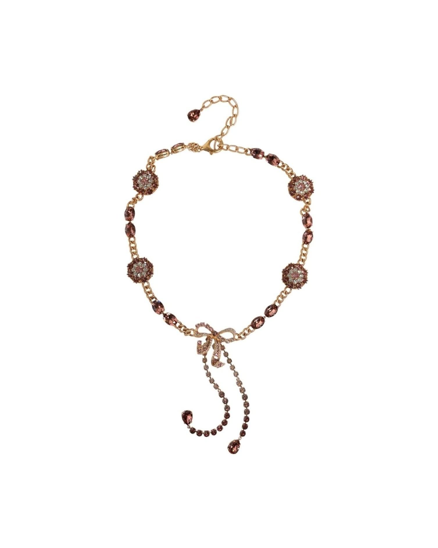 Dolce & Gabbana Gold Tone Brass Crystal Embellished Belt Body Jewelry