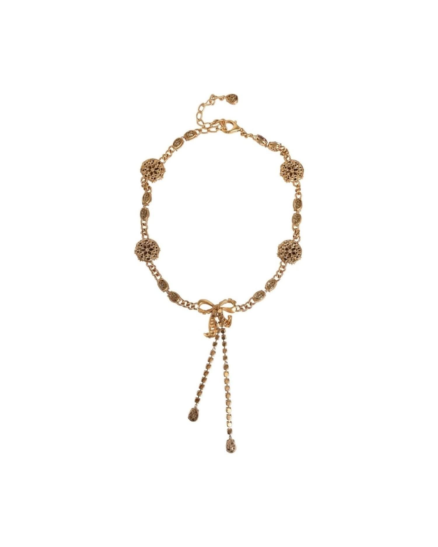Dolce & Gabbana Gold Tone Brass Crystal Embellished Waist Chain Belt Body Jewelry