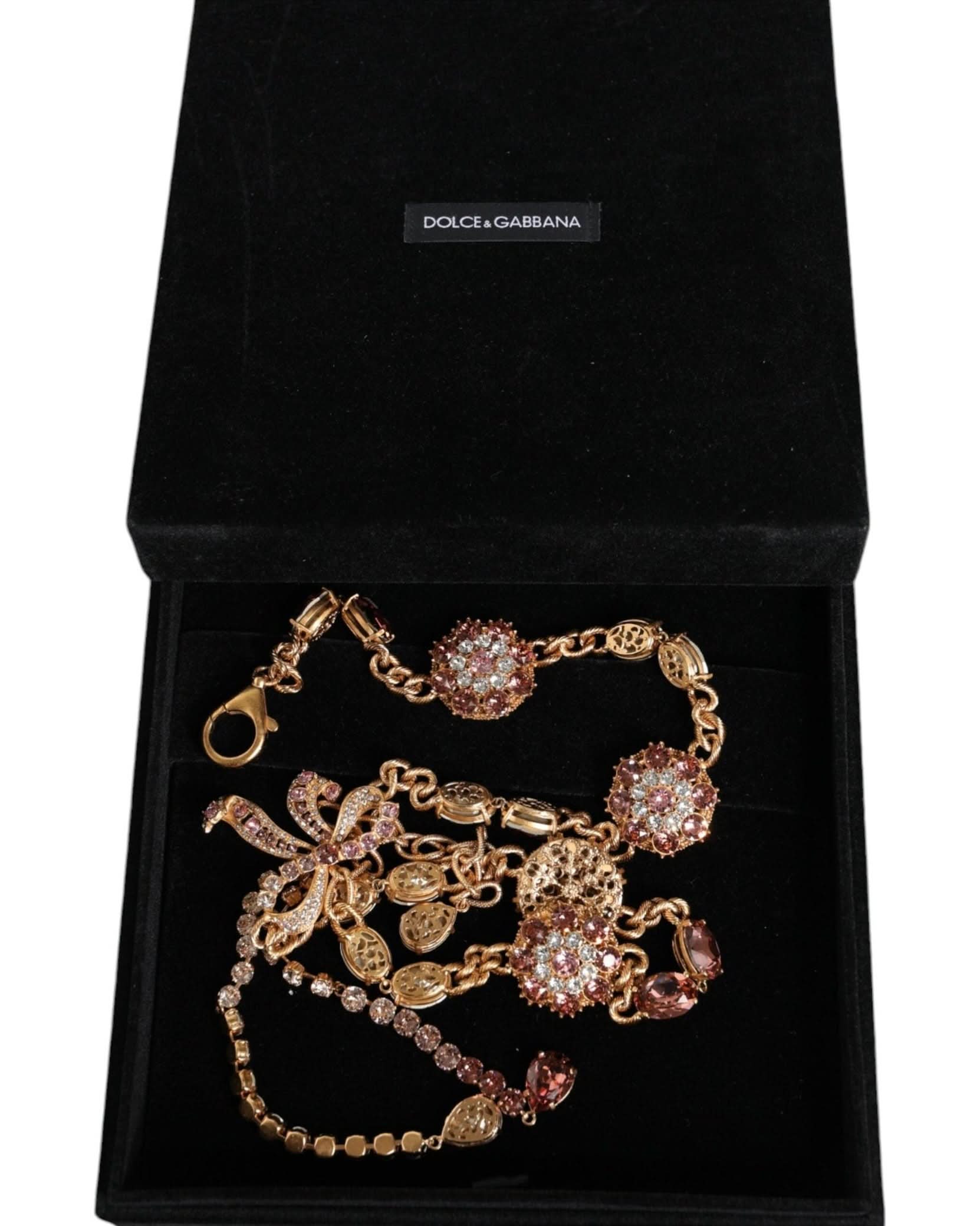 Dolce & Gabbana Gold Tone Brass Crystal Embellished Waist Chain Belt Body Jewelry