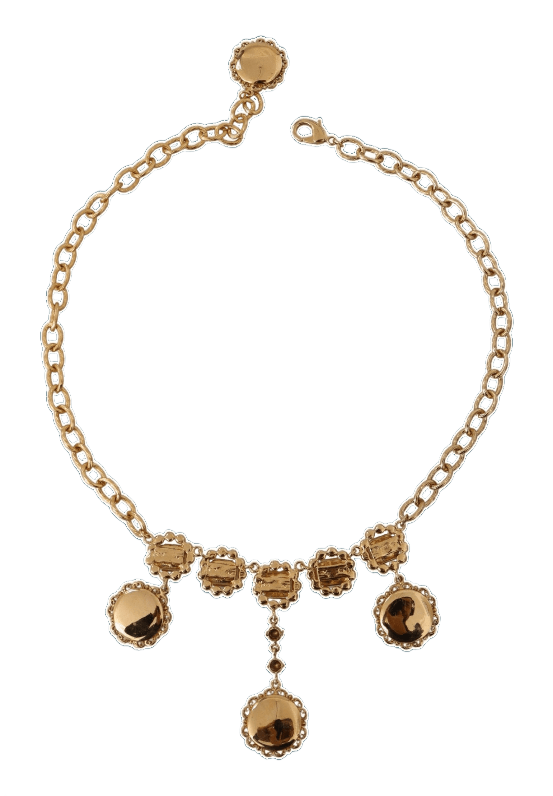 Dolce & Gabbana Gold and Clock Statement Crystal Chain Necklace Glam Steals