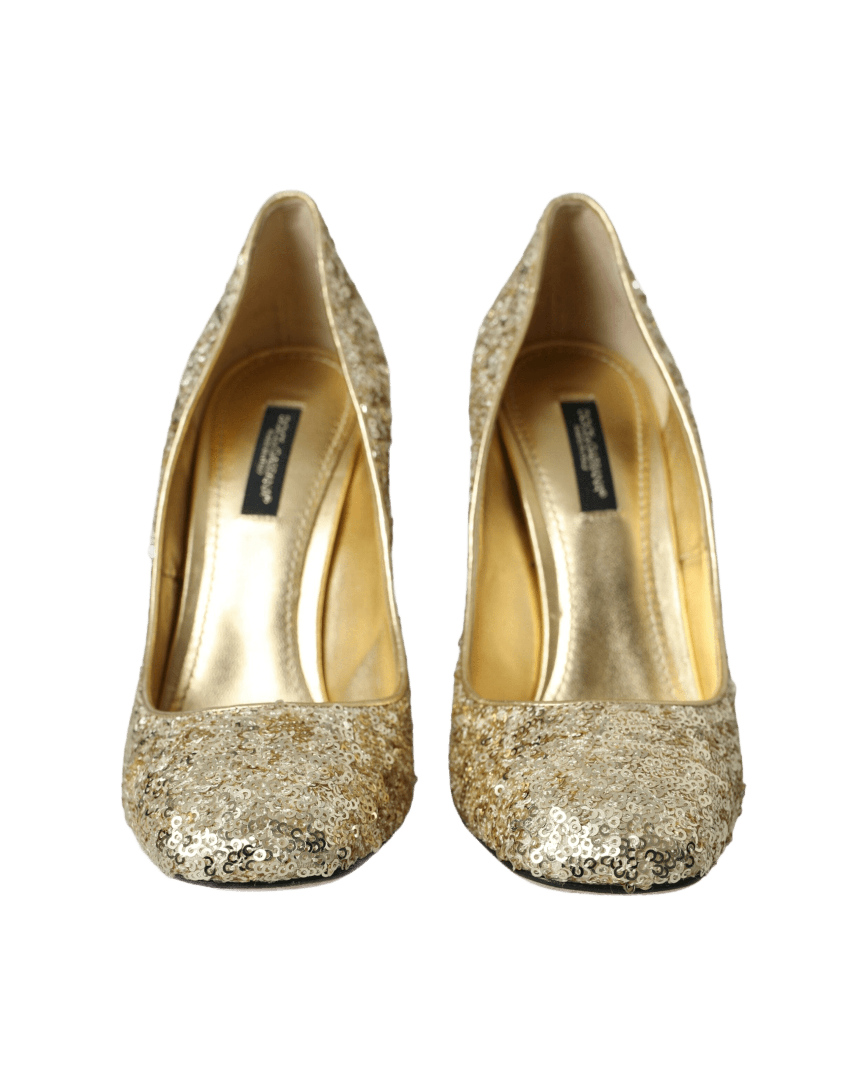 Dolce & Gabbana Gold Sequin Crystal Heels Heels
