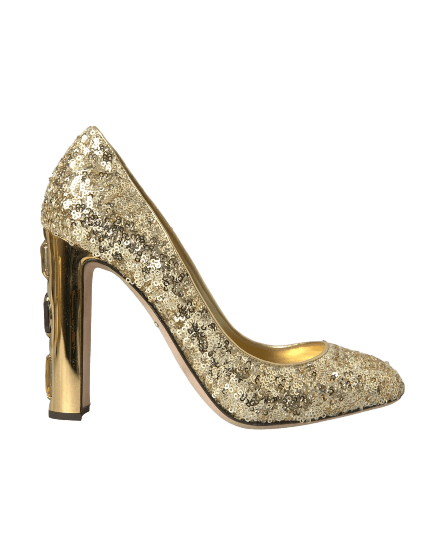 Dolce & Gabbana Gold Sequin Crystal Heels Heels