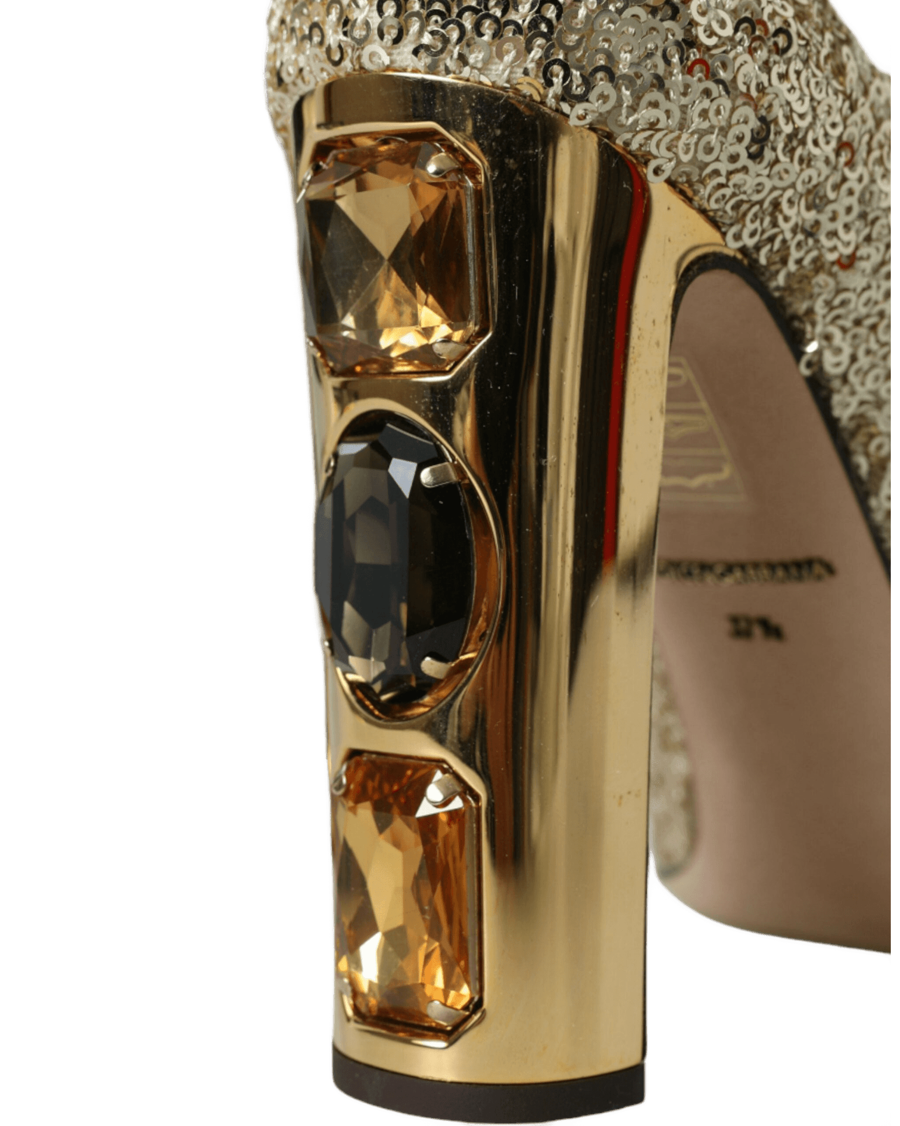 Dolce & Gabbana Gold Sequin Crystal Heels Heels