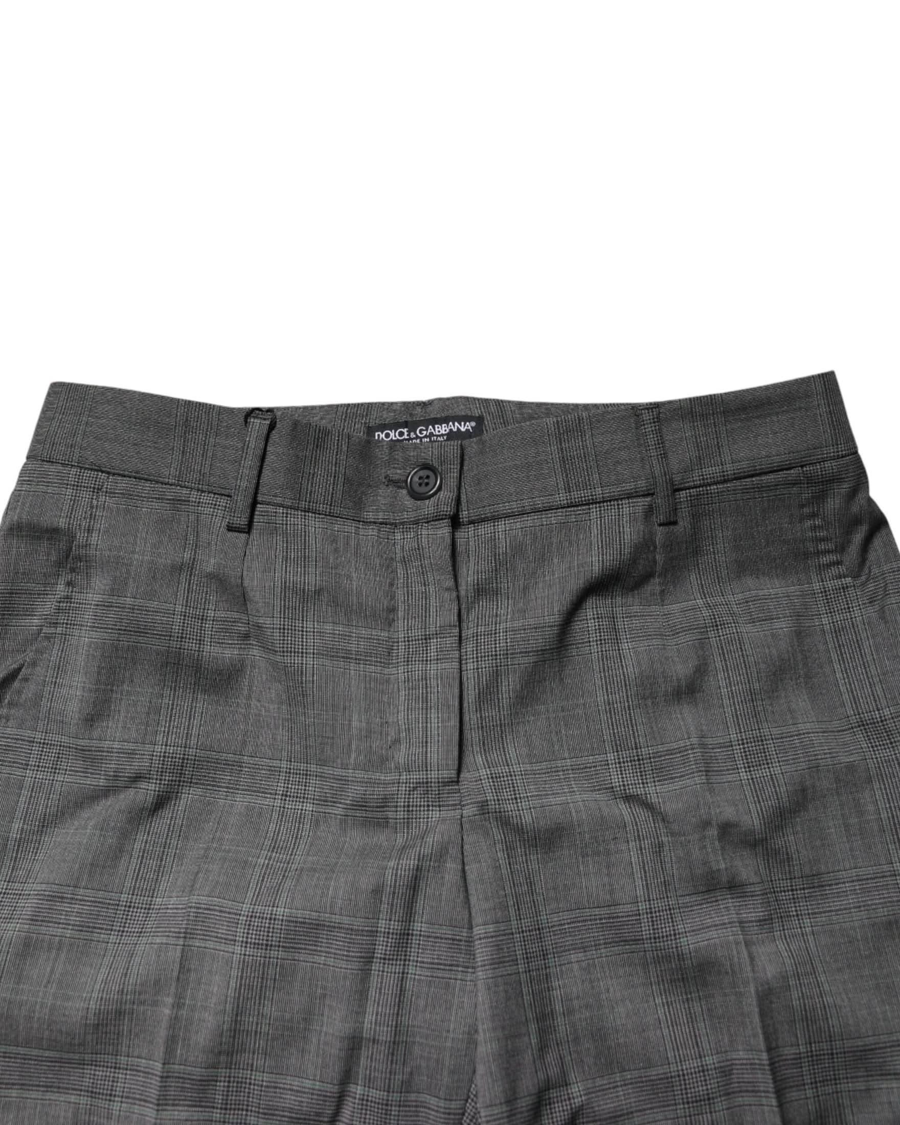 Dolce & Gabbana Gray Dark Check Tartan Virginwool Dress Pant Trousers