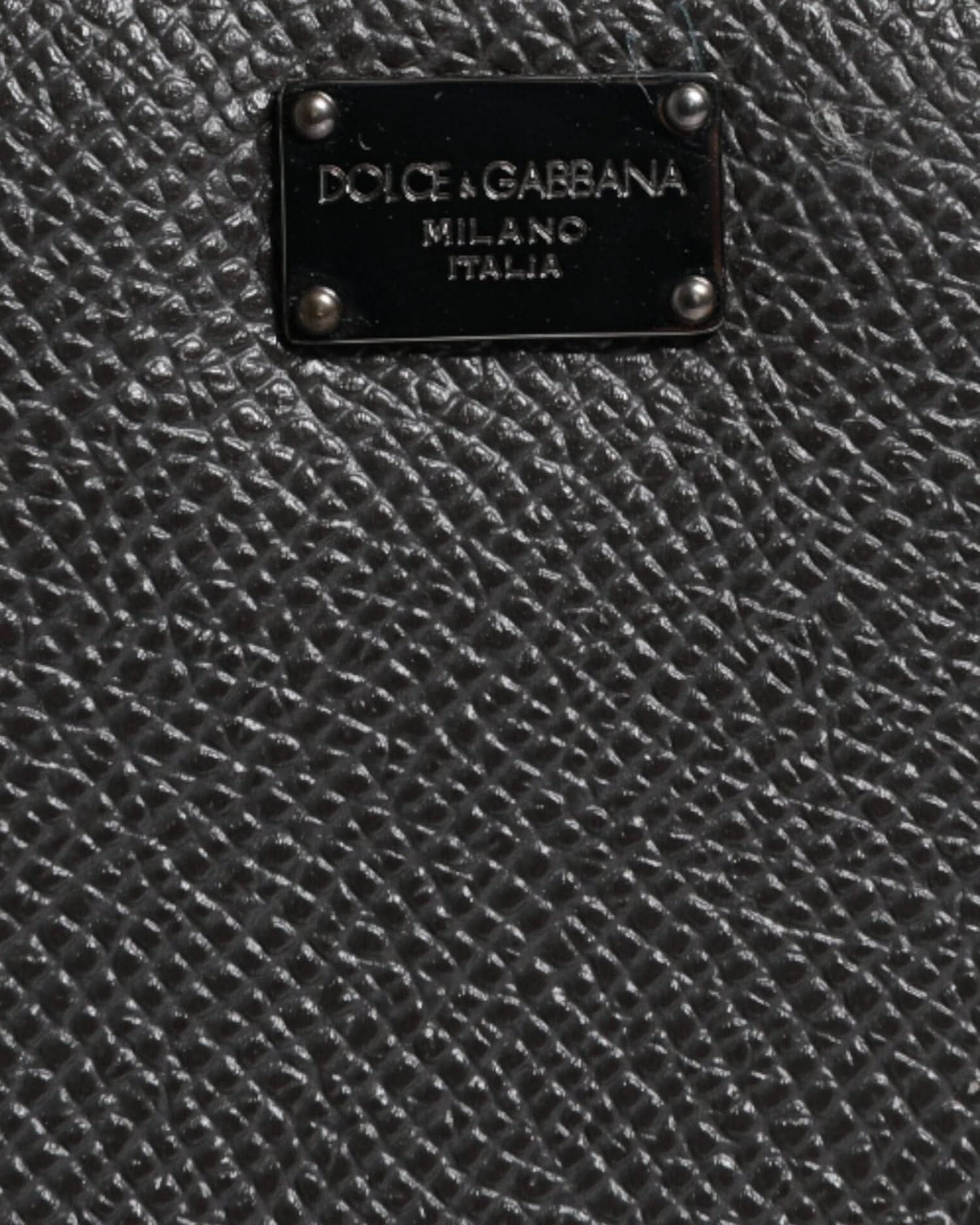 Dolce & Gabbana Gray Dark Leather Dg Logo Zip Around Continental Wallet Wallets