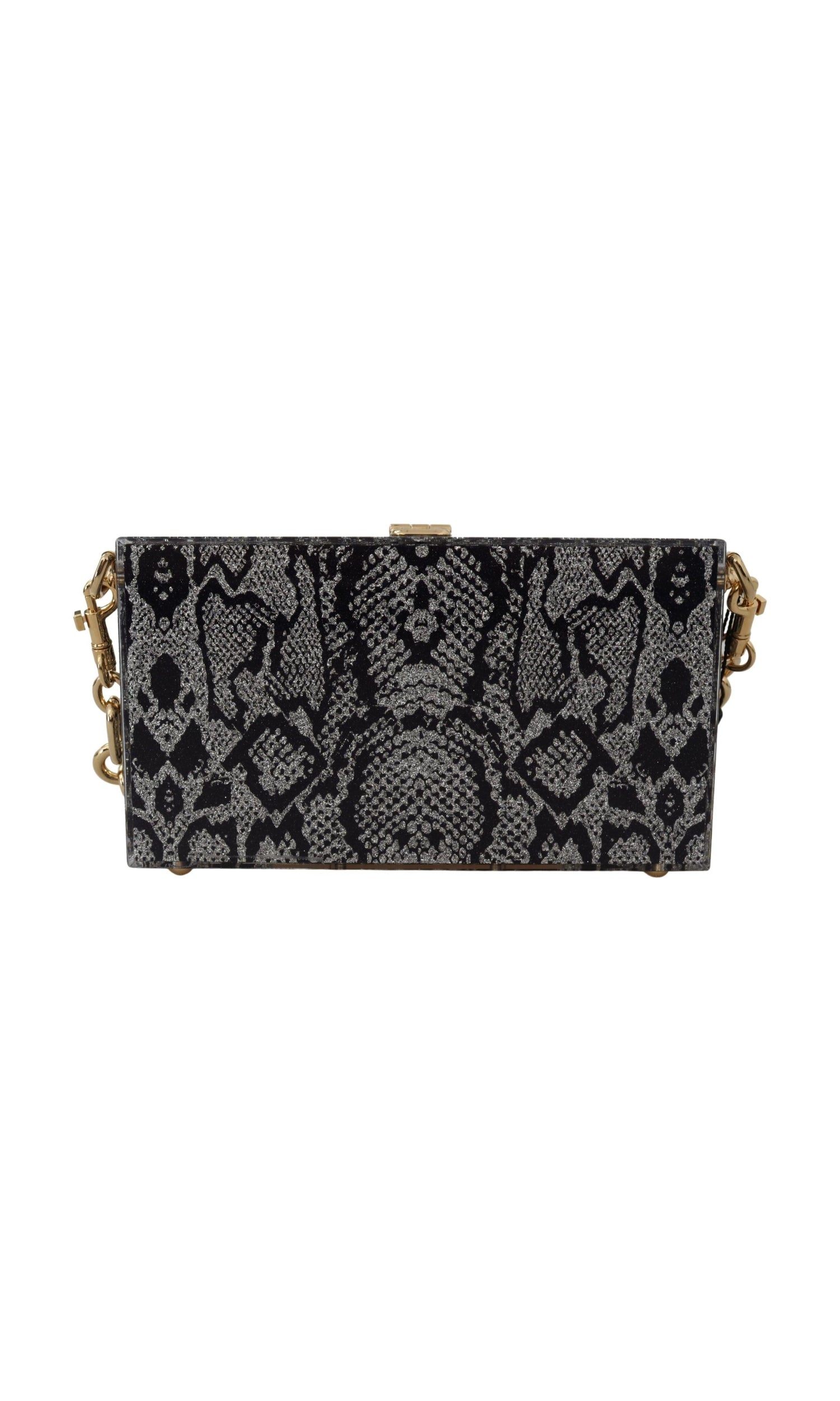 Dolce & Gabbana Gray Resin Box Clutch With Gold Details Glam Steals
