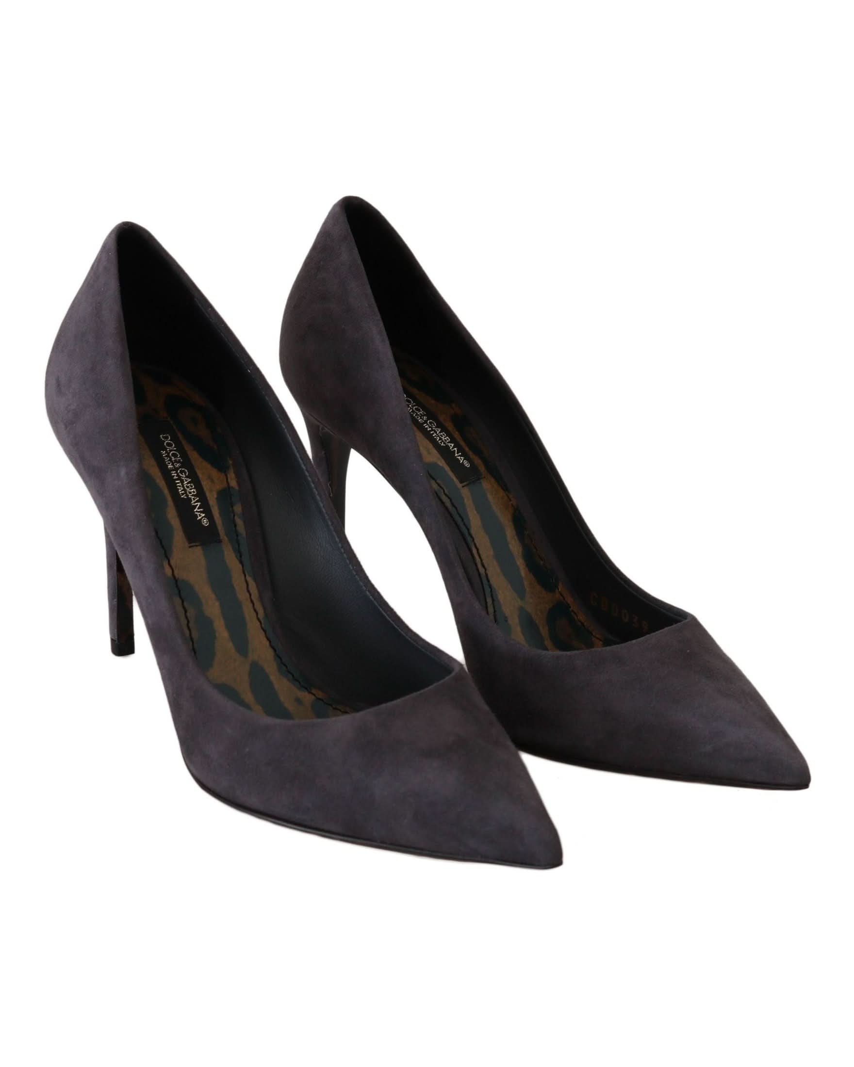 Dolce & Gabbana Gray Suede Leather Stiletto Shoes Heels Heels
