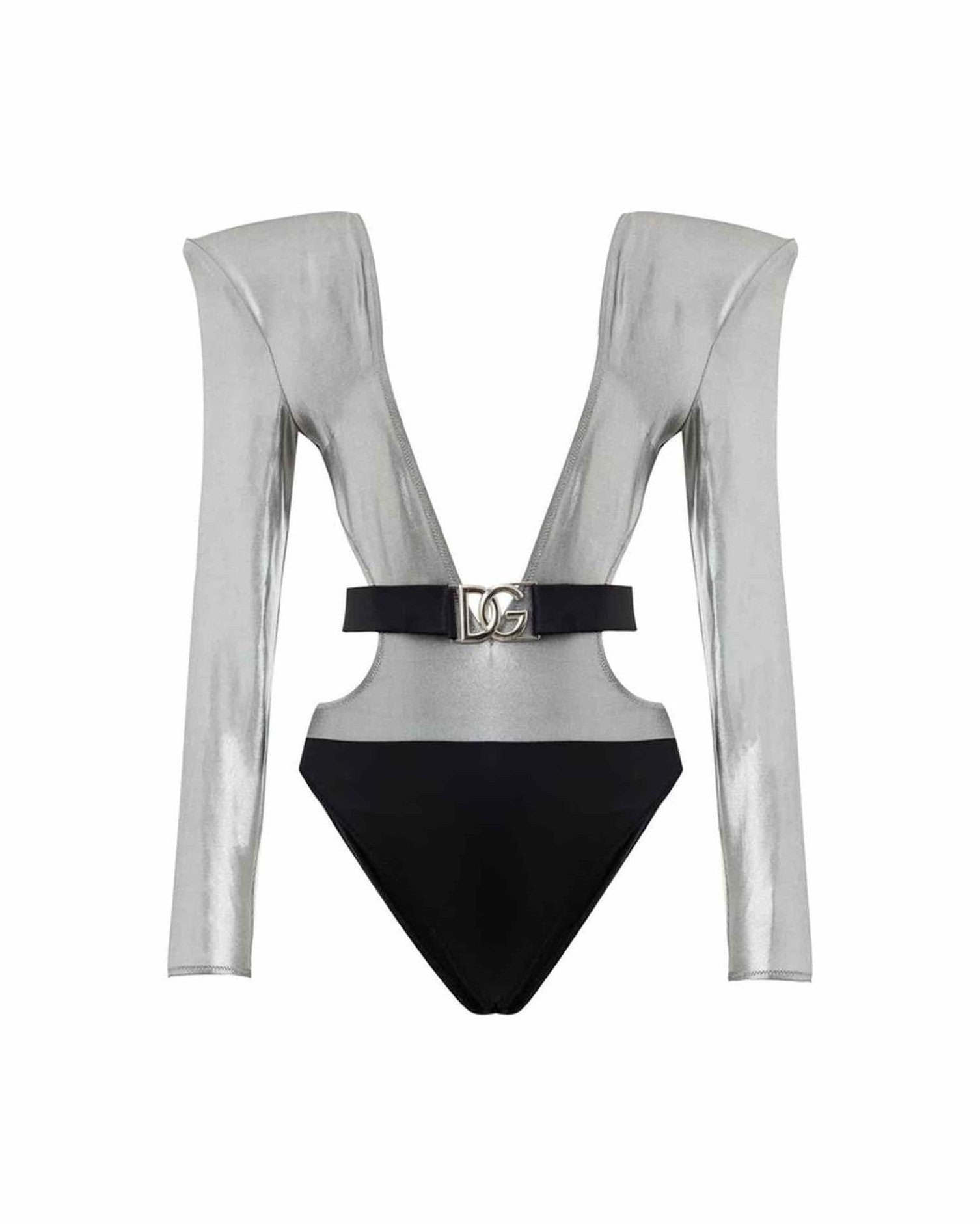 Dolce & Gabbana Gray Viscose One Piece Swimsuit