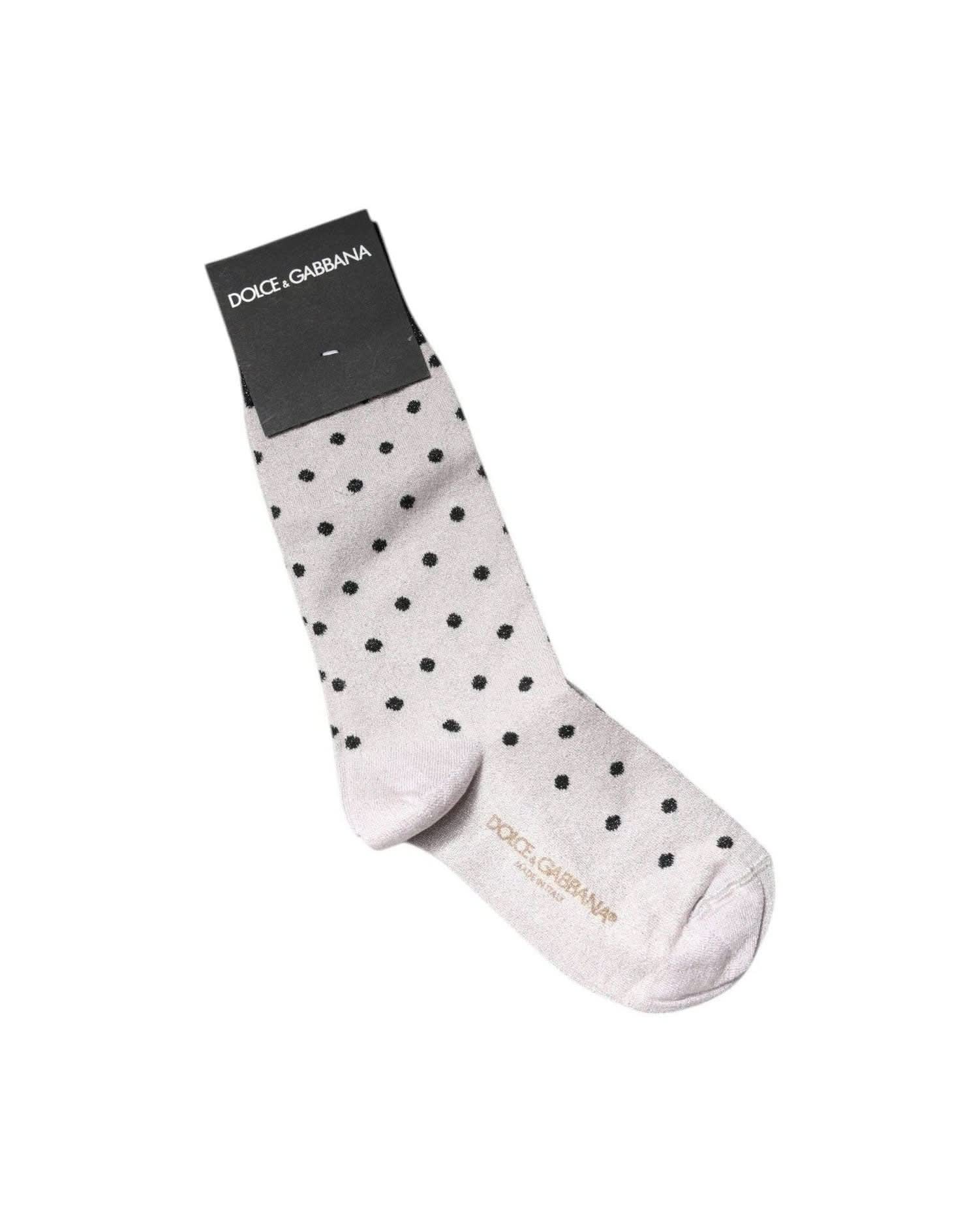Dolce & Gabbana Gray Viscose Stretch Dotted Socks Socks