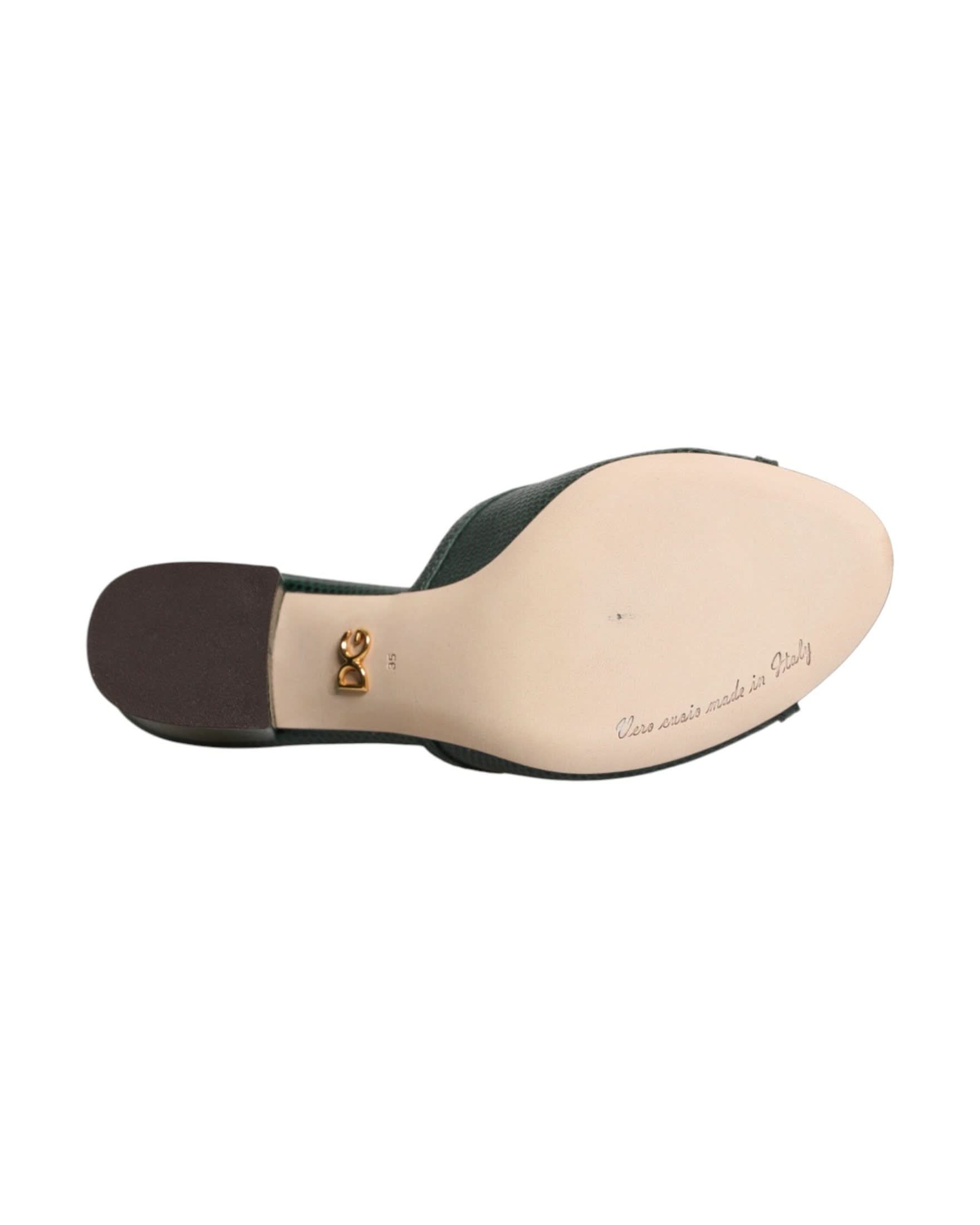 Dolce & Gabbana Green Amore Heel Slides Sandals Heels