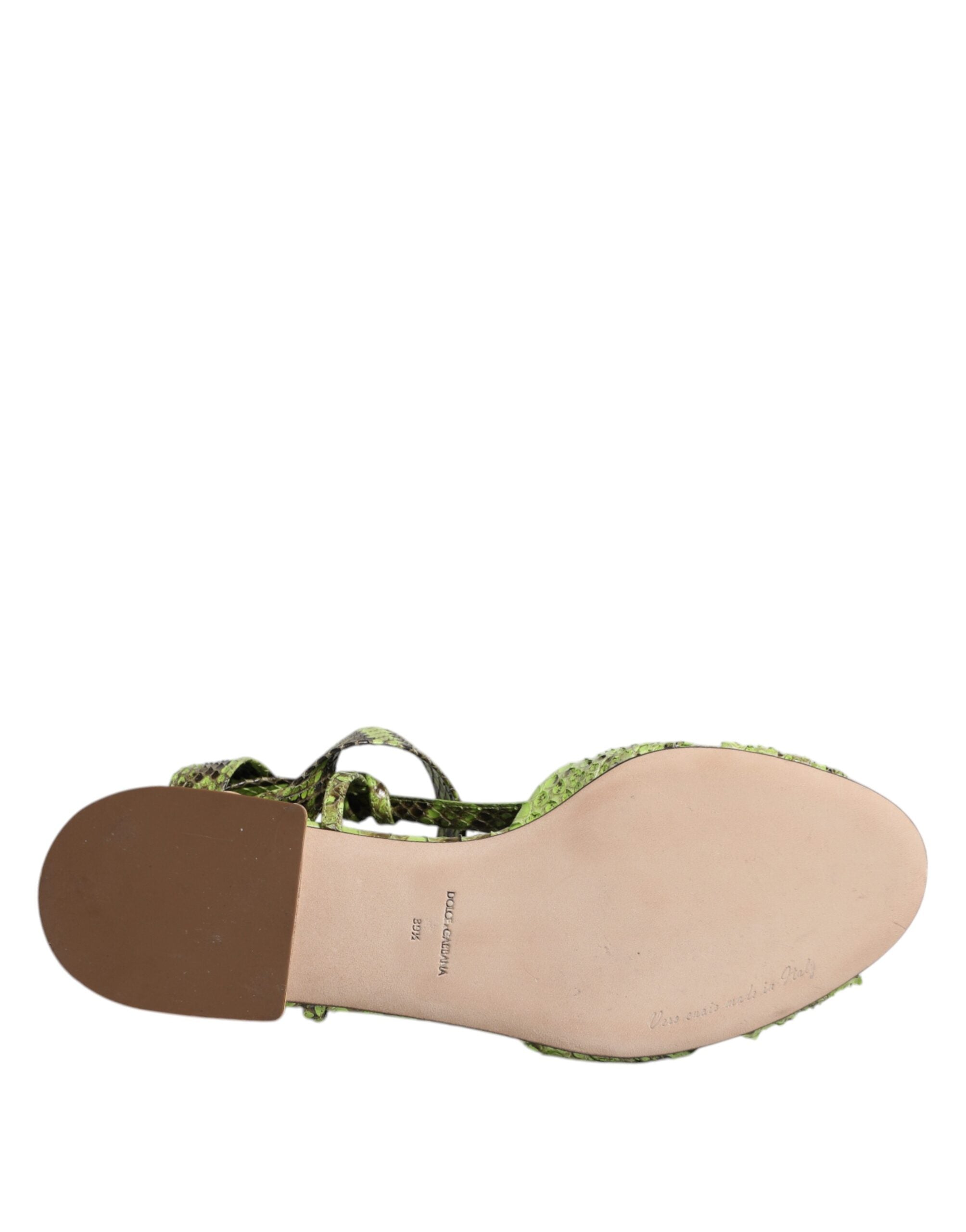 Dolce & Gabbana Green Animal Print Ankle Wrap Sandals Shoes Glam Steals