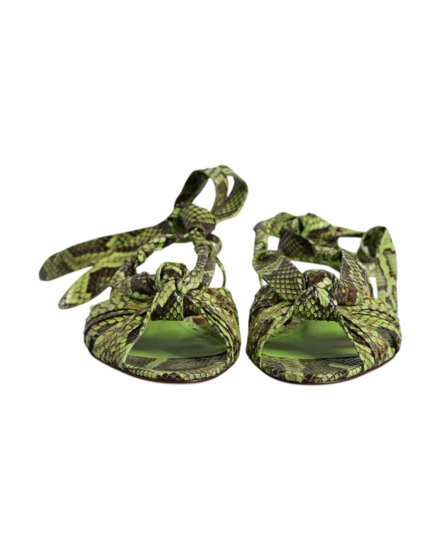 Dolce & Gabbana Green Animal Print Ankle Wrap Sandals Shoes Glam Steals