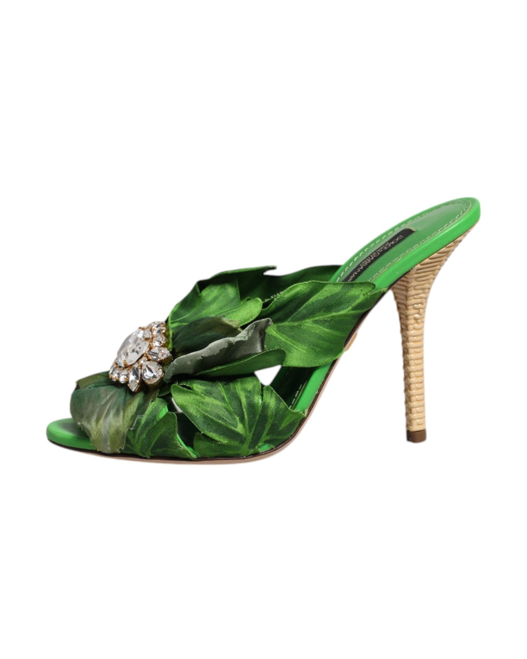 Dolce & Gabbana Green Crystal Slides Keira Sandal Shoes Glam Steals