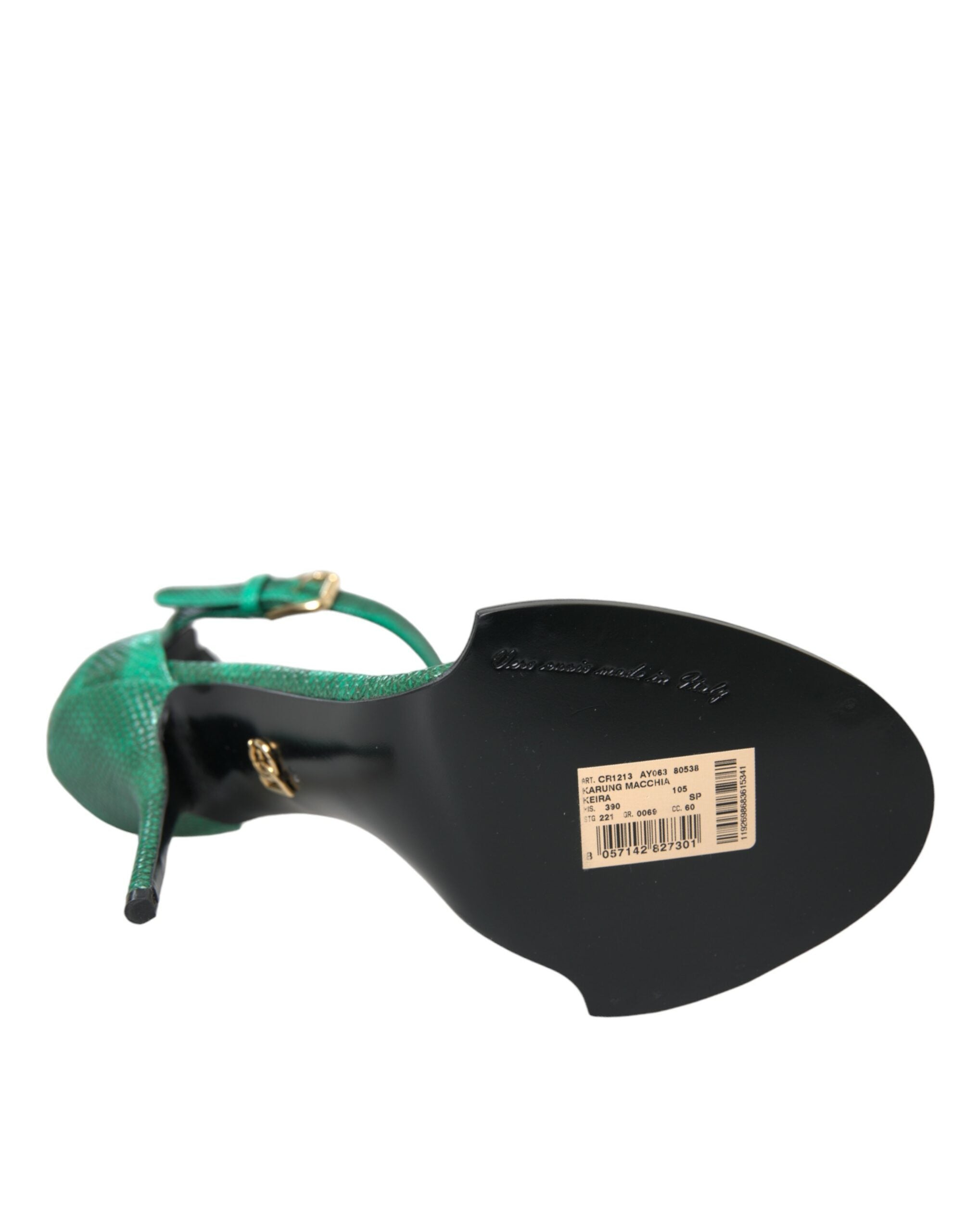 Dolce & Gabbana Green Exotic Leather Crystal Sandals Shoes Glam Steals