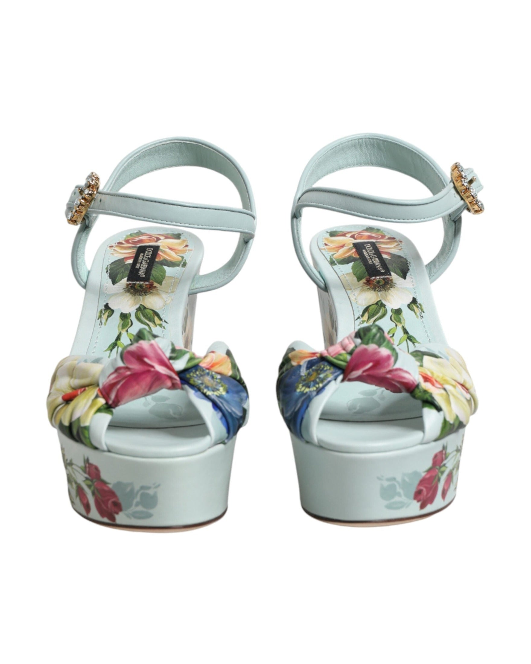 Dolce & Gabbana Green Floral Ankle Strap Wedge Glam Steals