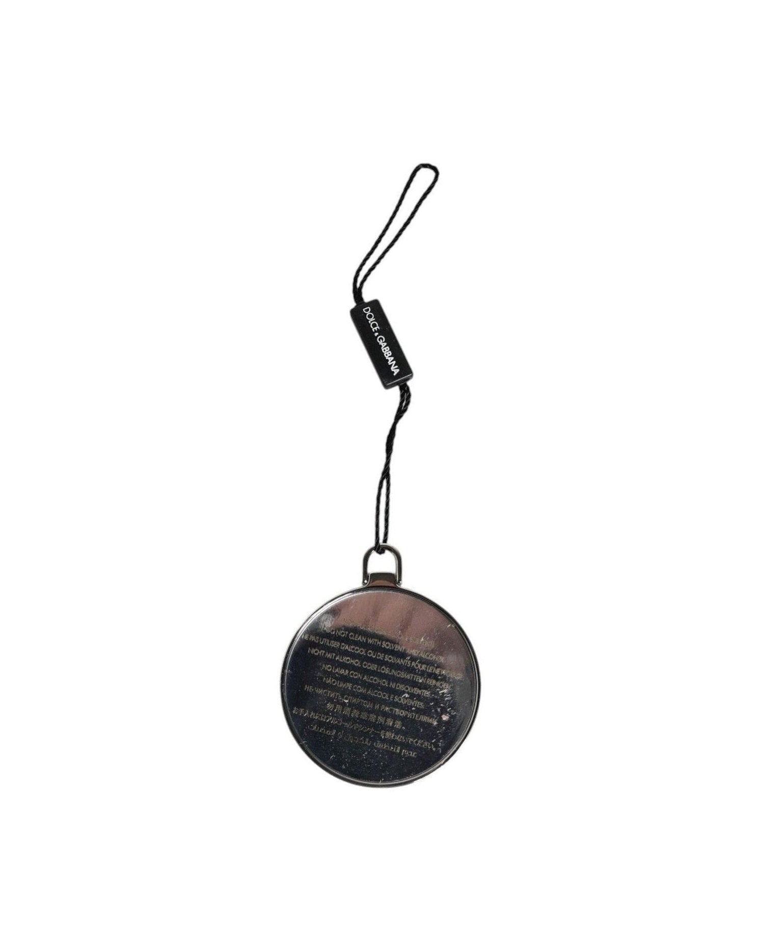 Dolce & Gabbana Green Leather Calfskin Round Logo Hand Mirror Holder Glam Steals