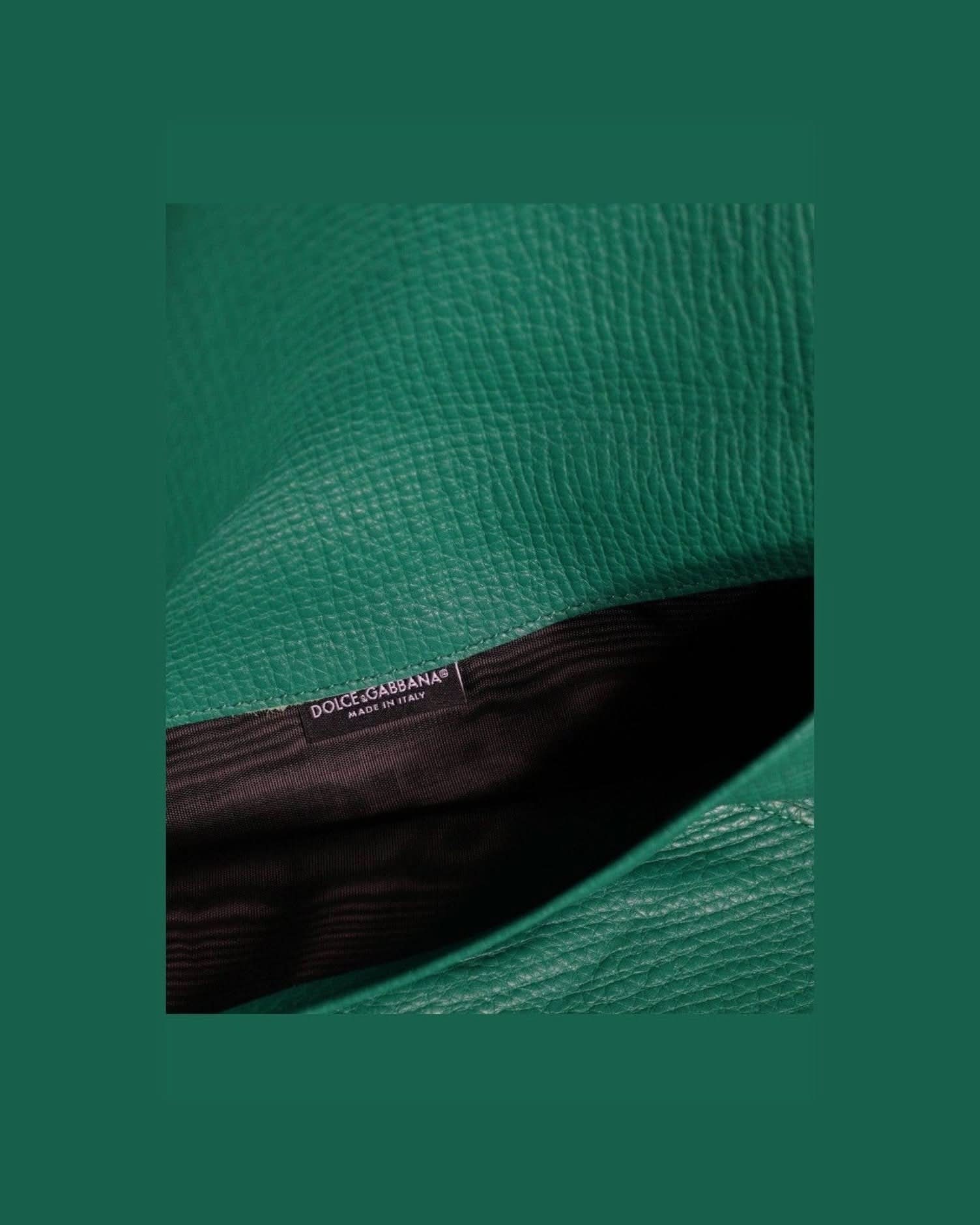 Dolce & Gabbana Green Leather Handbag Clutch Mini Purse Pouch Tablet Case Clutch Bags
