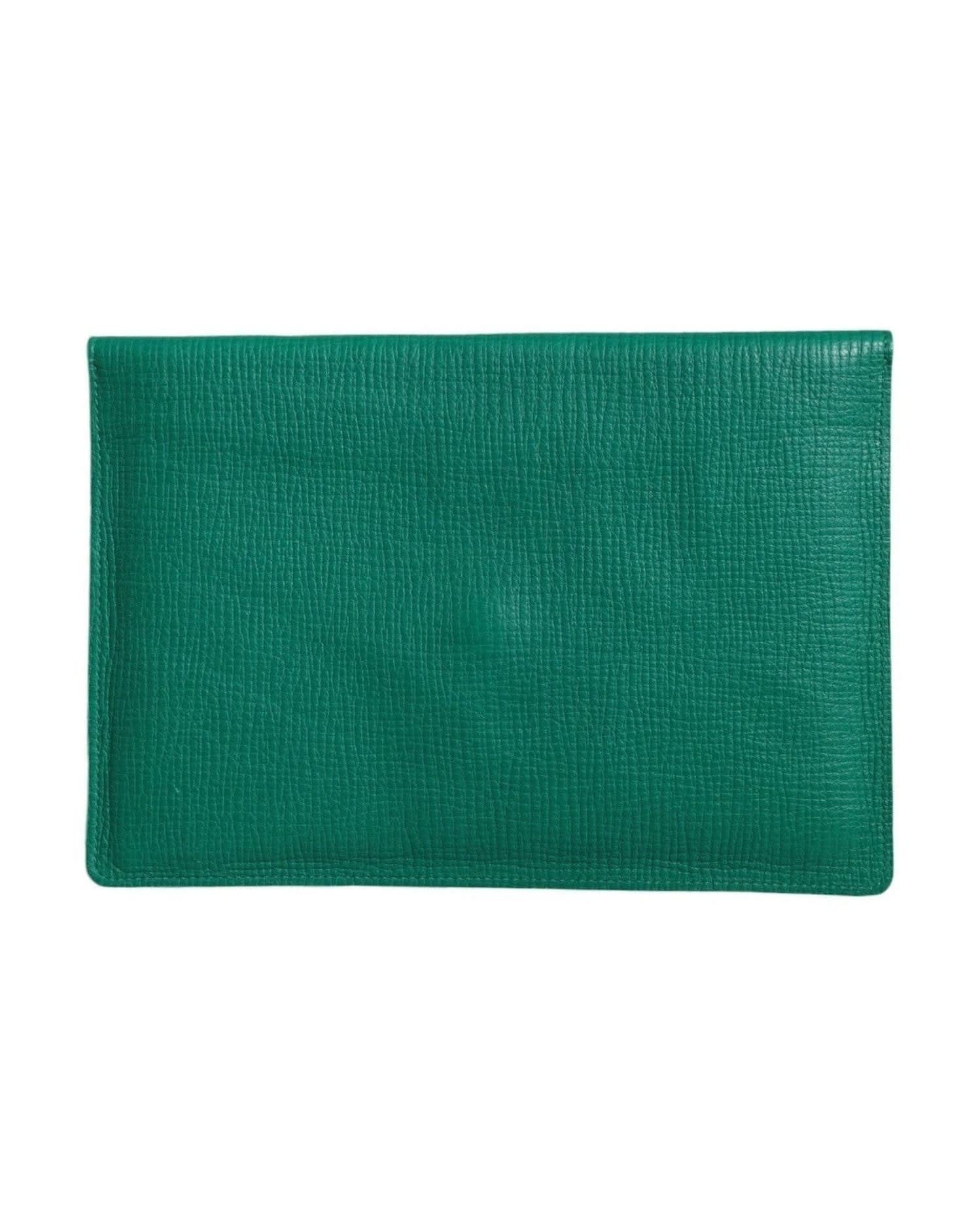 Dolce & Gabbana Green Leather Handbag Clutch Mini Purse Pouch Tablet Case Clutch Bags