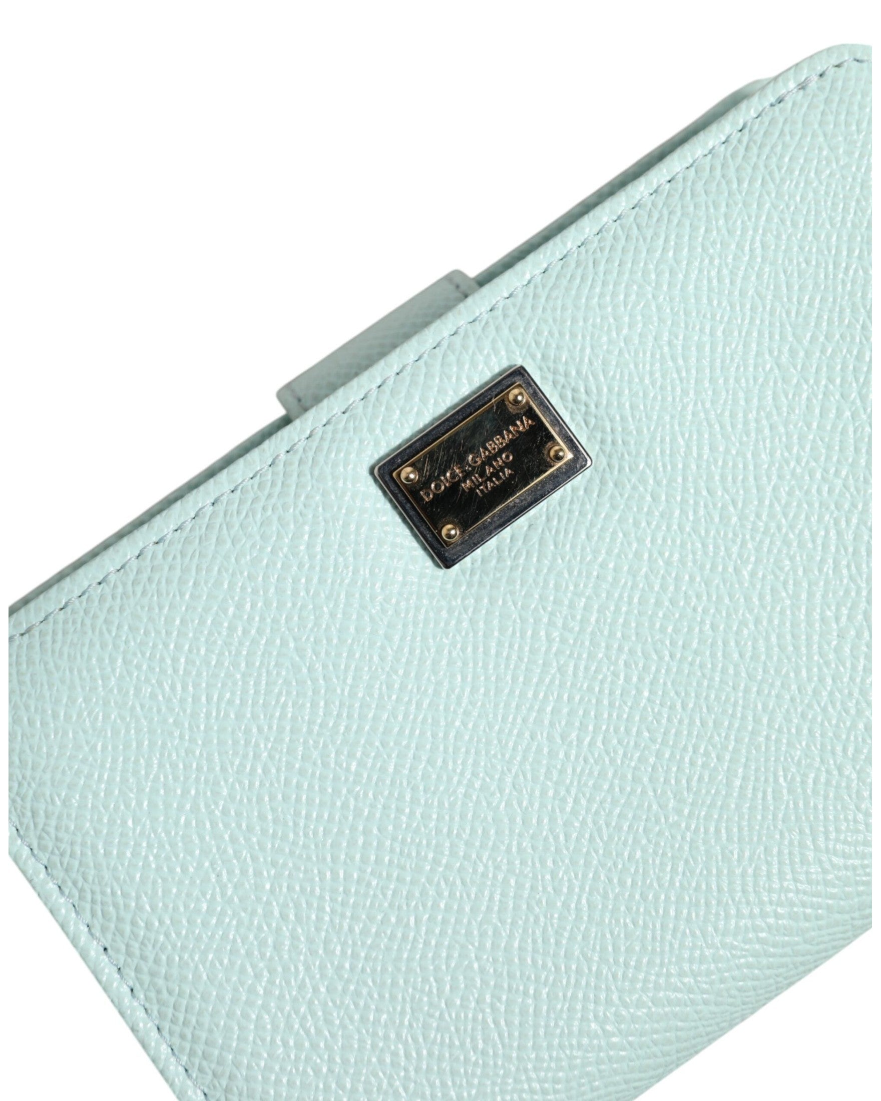 Dolce & Gabbana Green Leather Mint Bifold Continental Clutch Wallet Glam Steals