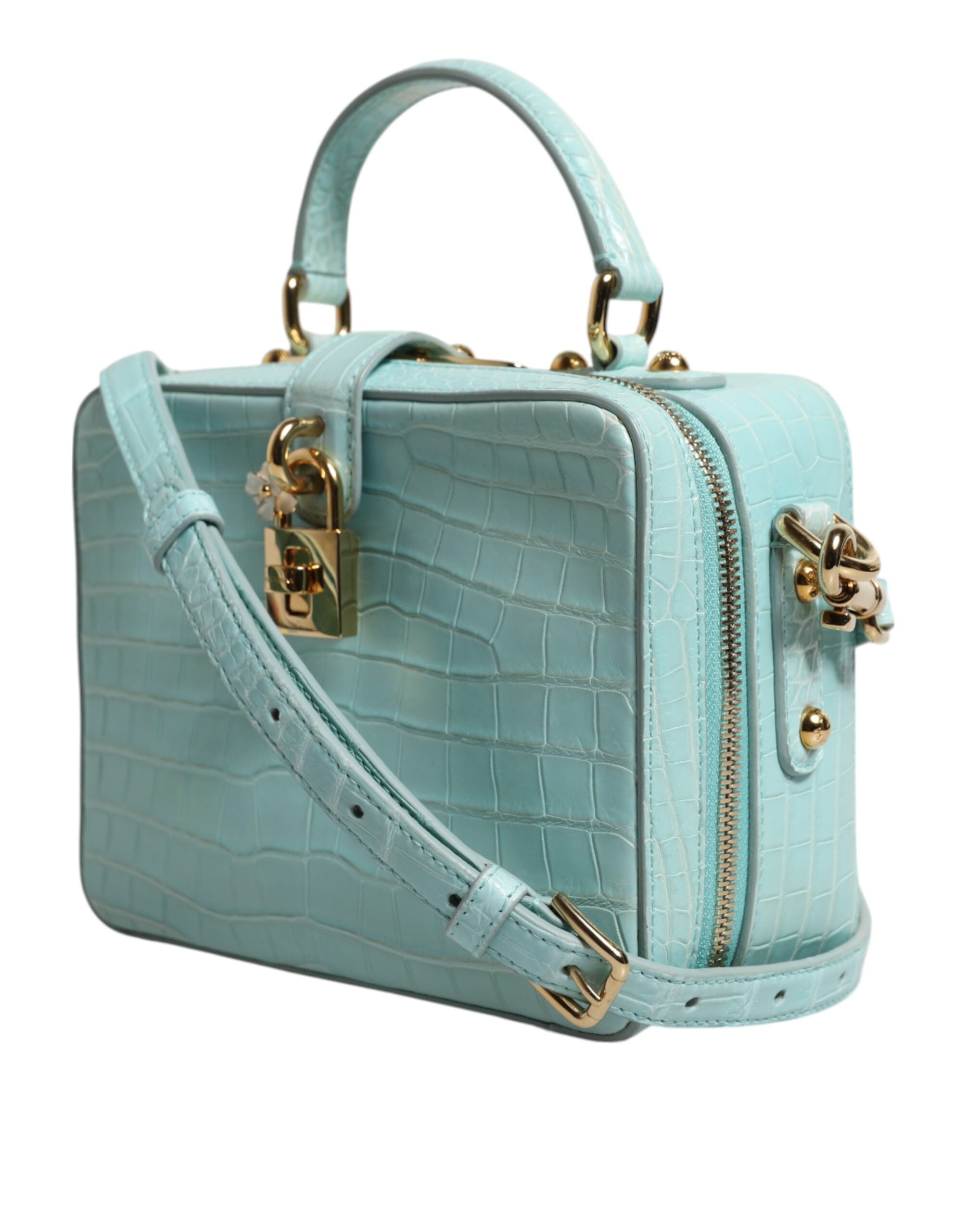 Dolce & Gabbana Green Leather Mint Embossed Padlock Shoulder Bag Glam Steals