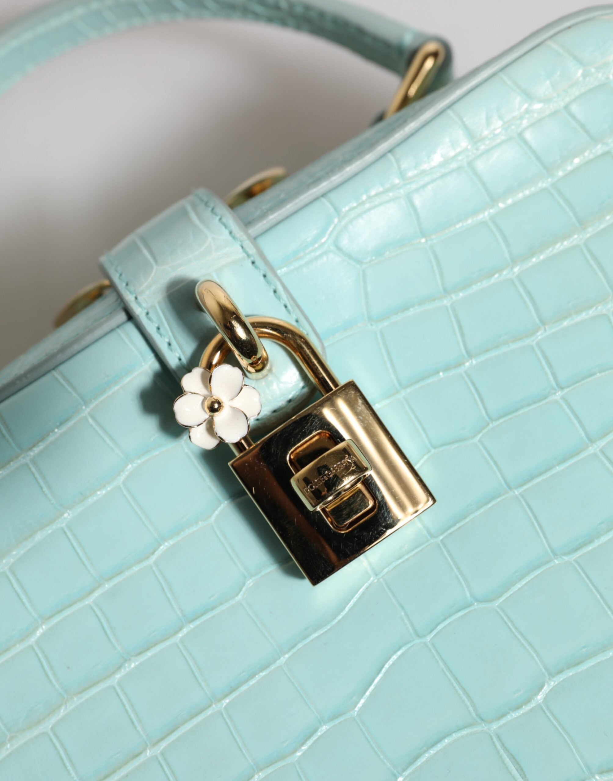 Dolce & Gabbana Green Leather Mint Embossed Padlock Shoulder Bag Glam Steals